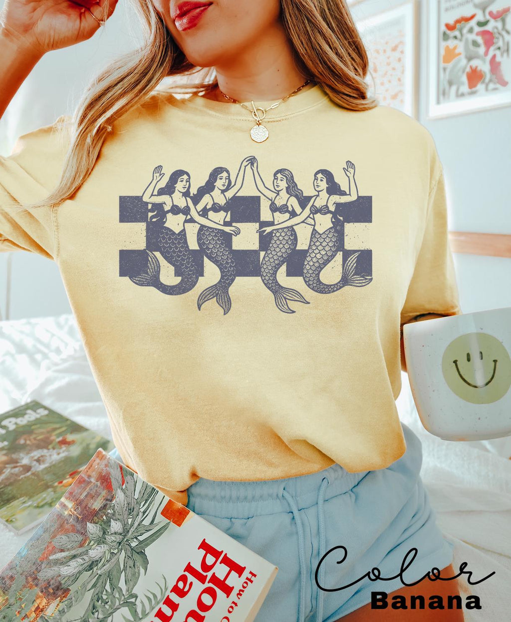 Retro Mermaid Shirt, 90s Retro tattoo Tshirt, Nautical Ocean, Amalfi Fisherman Aesthetic, Oversized Comfort Colors Shirt, Summer Beach Tee
