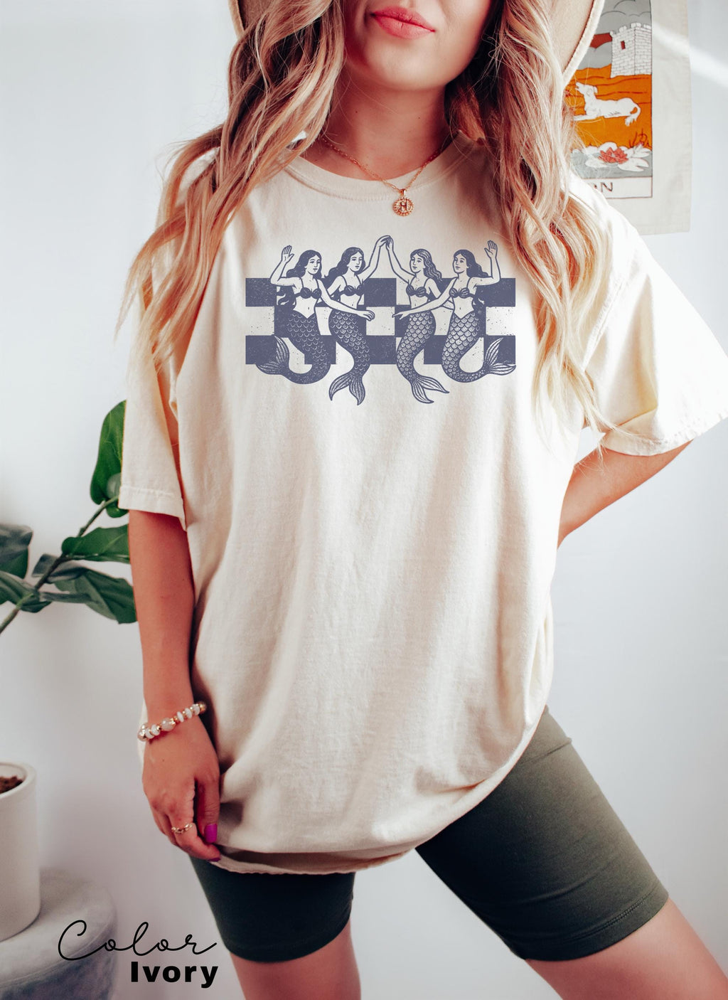 Retro Mermaid Shirt, 90s Retro tattoo Tshirt, Nautical Ocean, Amalfi Fisherman Aesthetic, Oversized Comfort Colors Shirt, Summer Beach Tee