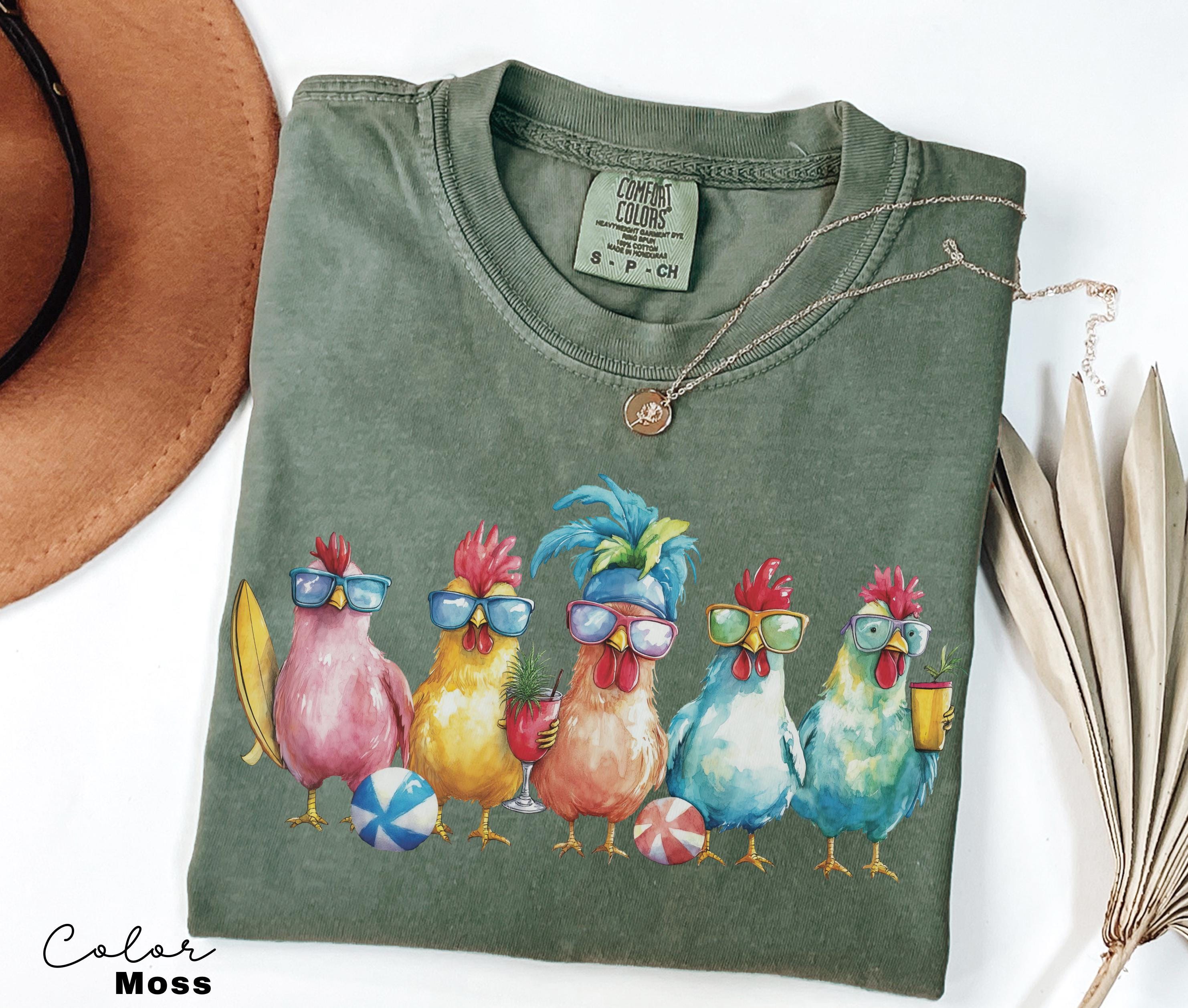 Chicken Shirt, Summer Shirt, Comfort Colors, Women Chicken Lover Tee, Funny Farmer Shirt, Love Chickens, Animal Shirt, Mothers Day,