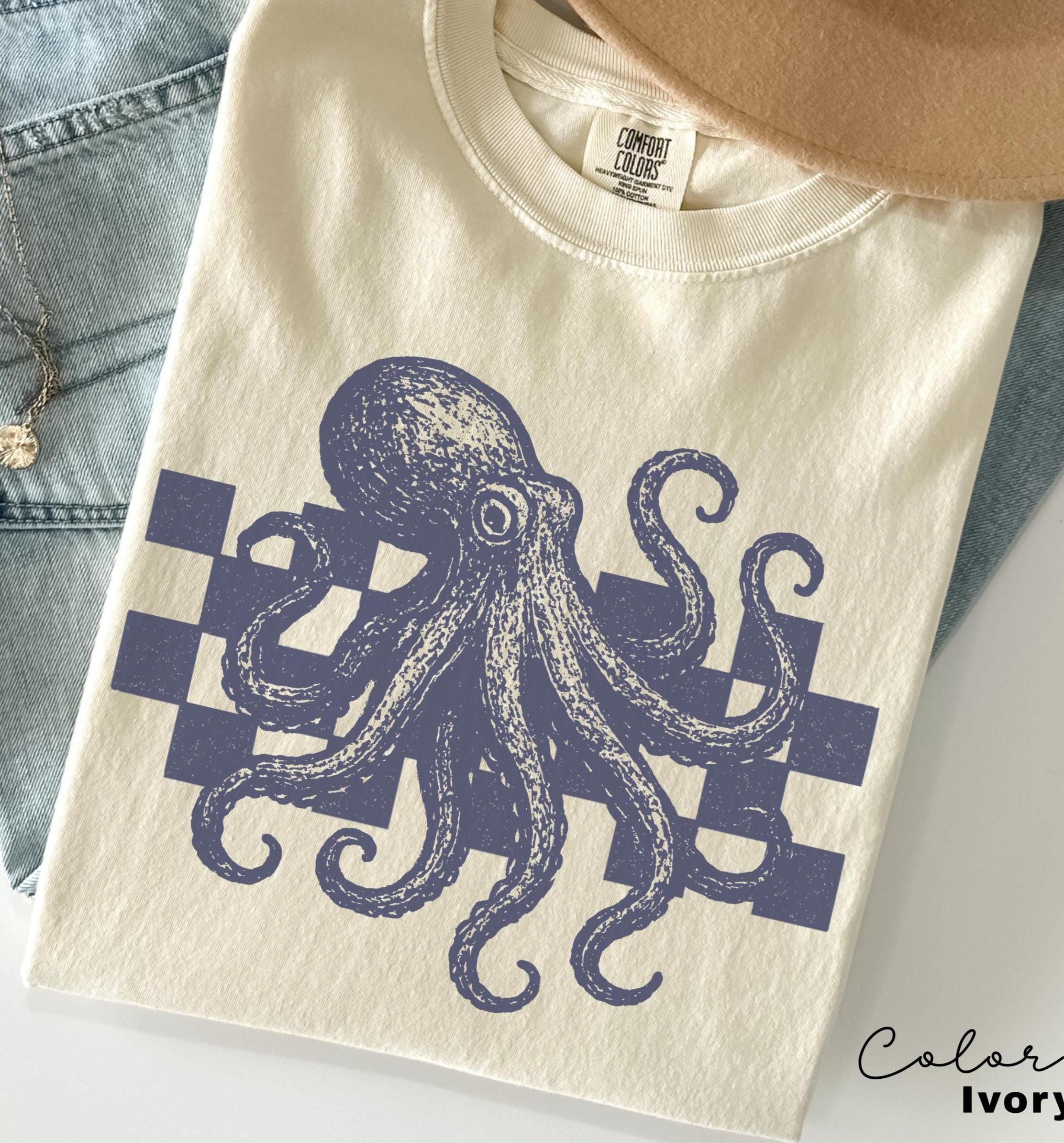 Octopus Shirt, 90s Vintage Style Tshirt, Retro Comfort Colors Y2k Ocean Shirt, Scuba Diver Gift, Ocean Animal Lover, Retro Ocean Animal Tee,