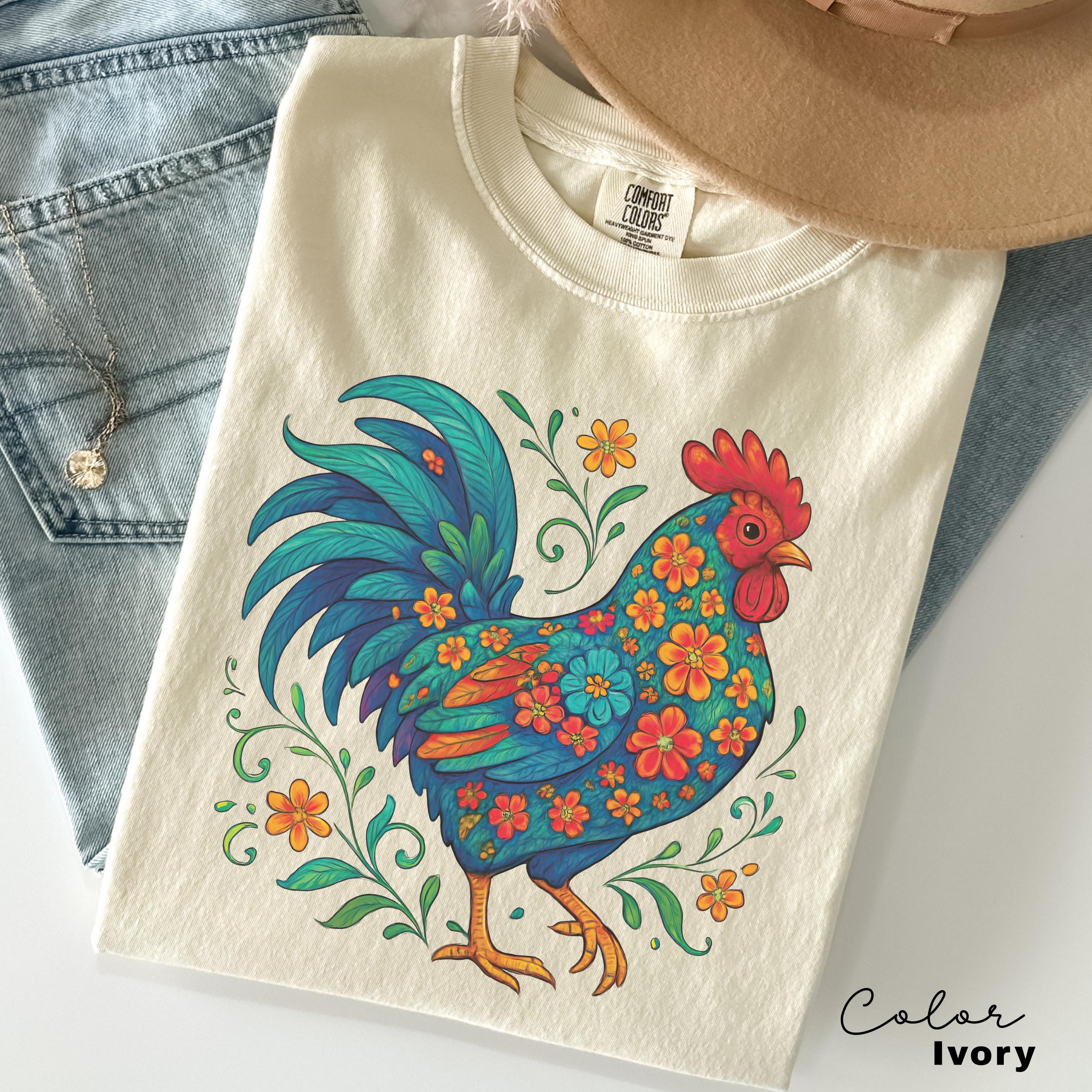 Wildflower Chicken Shirt, Cottagecore Floral Shirt, Ladies Chicken Lover Shirt ,Chicken mom Tee, Mothers Day Gift Shirt, Farmer Gift,