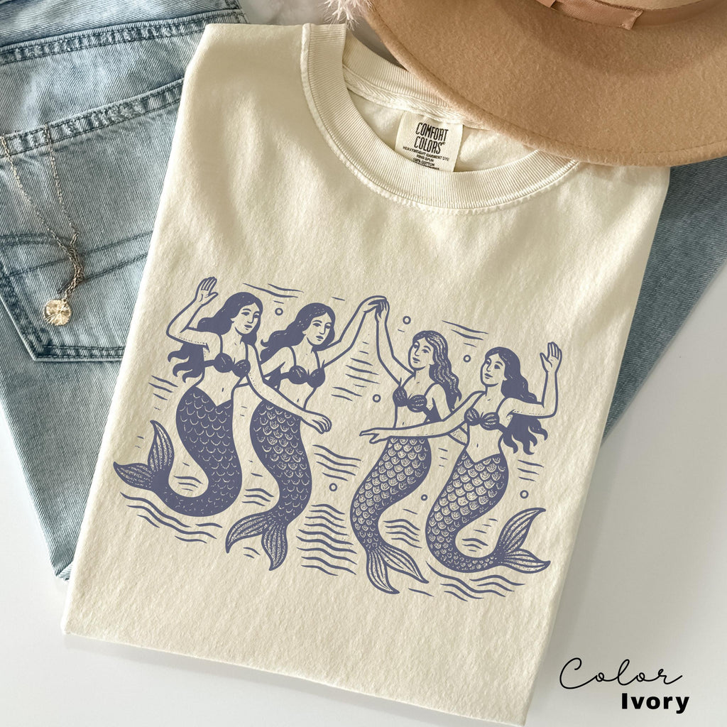 Retro Mermaid Shirt, 90s Retro Tshirt, La Dolce Vita TShirt, Amalfi Fisherman Aesthetic, Oversized Comfort Colors Shirt, Summer Beach Tee