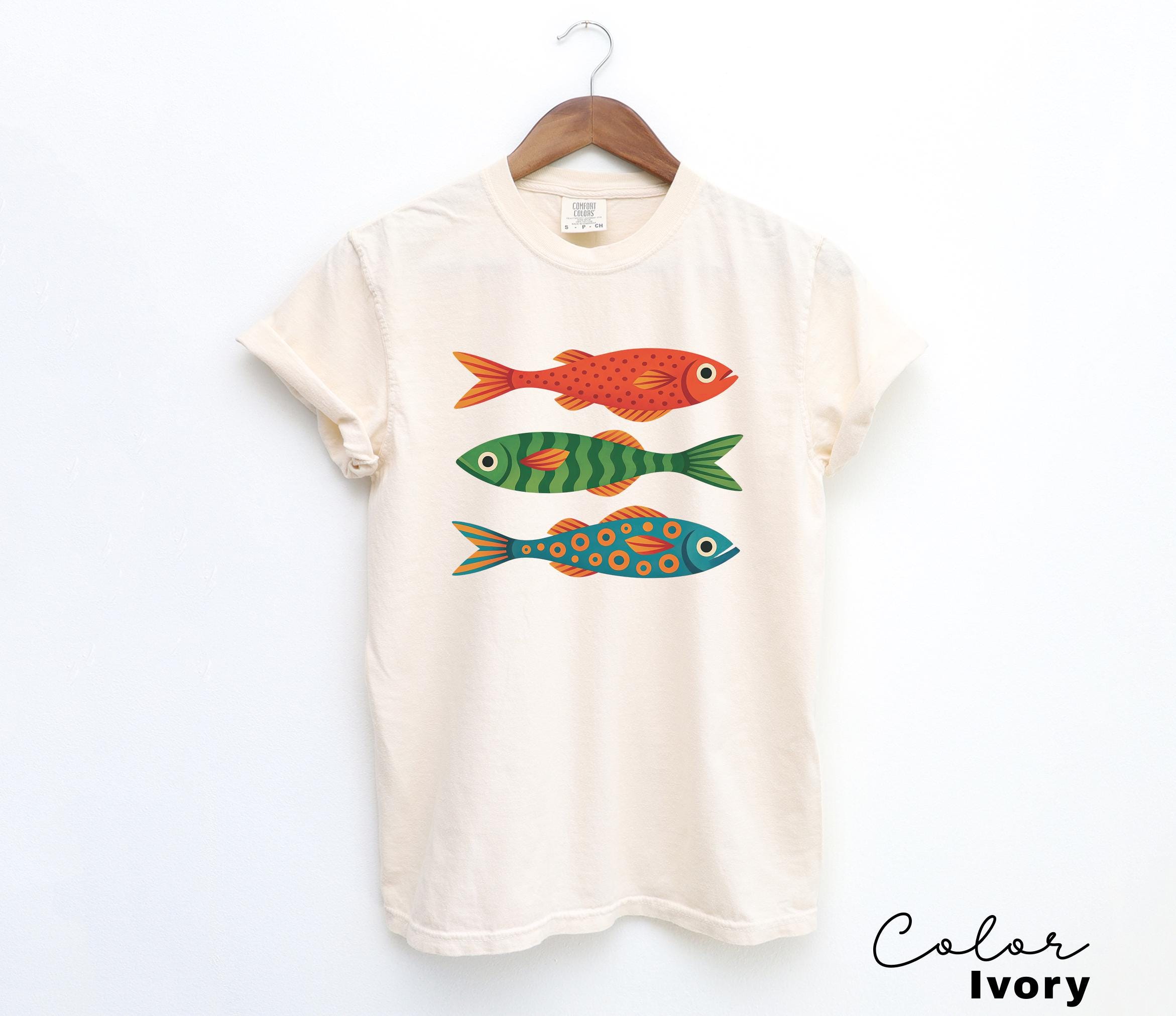 Comfort Colors Fish 90s Shirt Tomato Girl Tee Ocean Oversized Trendy Graphic Tshirt Summer Coastal Grandma Fisherman Aesthetic Colorful Fish