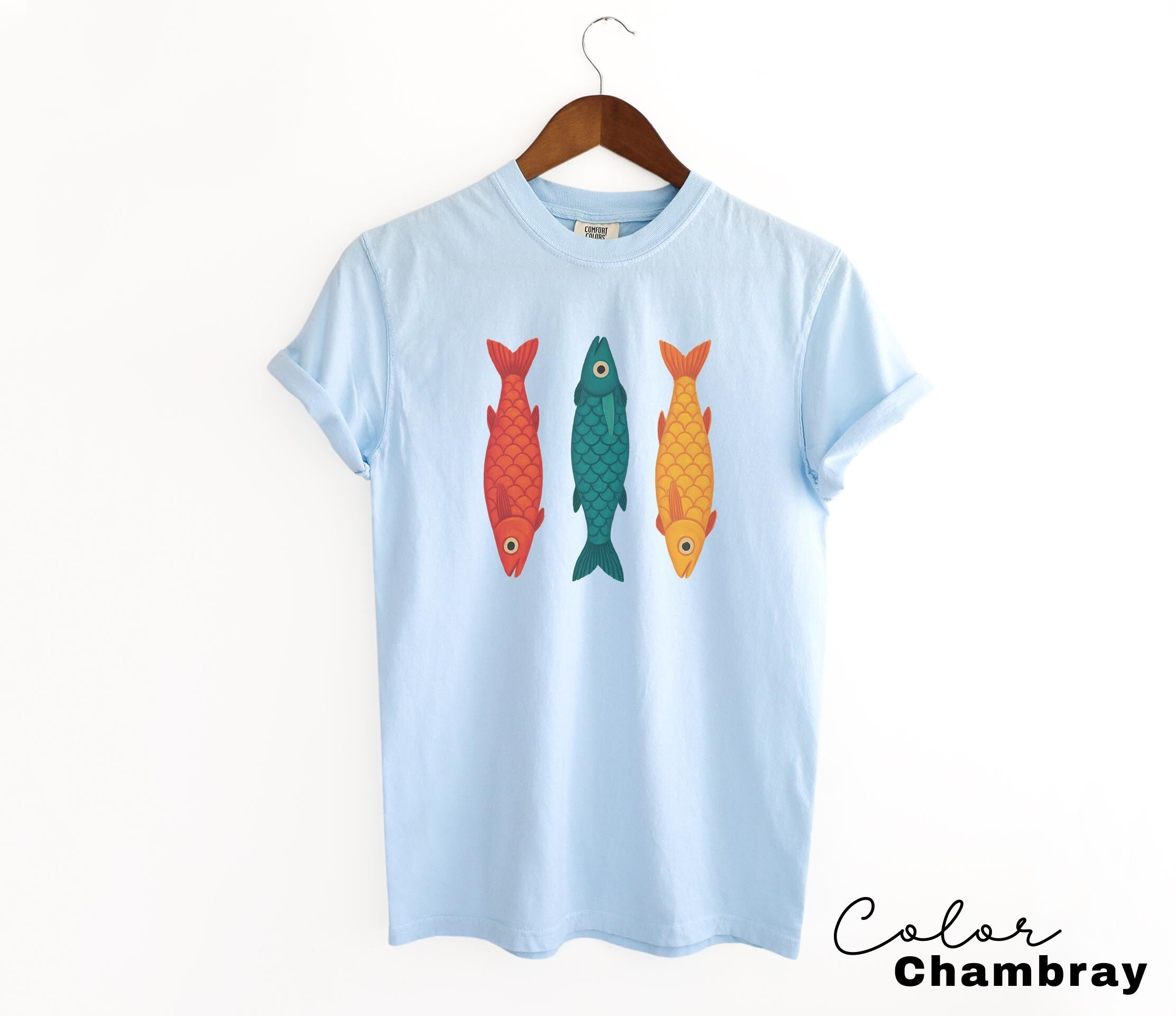 Fish Shirt, 90s Shirt Tomato Girl Tee Ocean Oversized Trendy Graphic Tshirt Summer Coastal Grandma Fisherman Aesthetic Colorful Fish