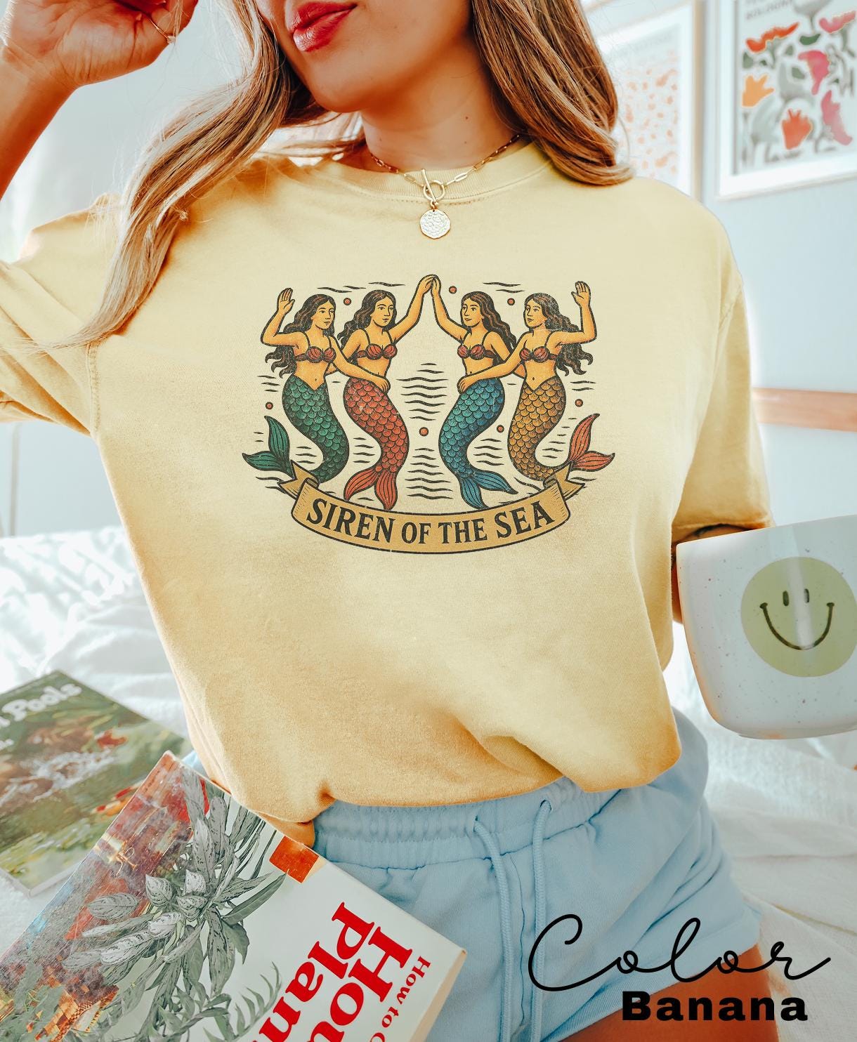 Retro Mermaid Shirt, 90s Retro Tshirt, La Dolce Vita TShirt, Amalfi Fisherman Aesthetic, Oversized Comfort Colors Shirt, Summer Beach Tee