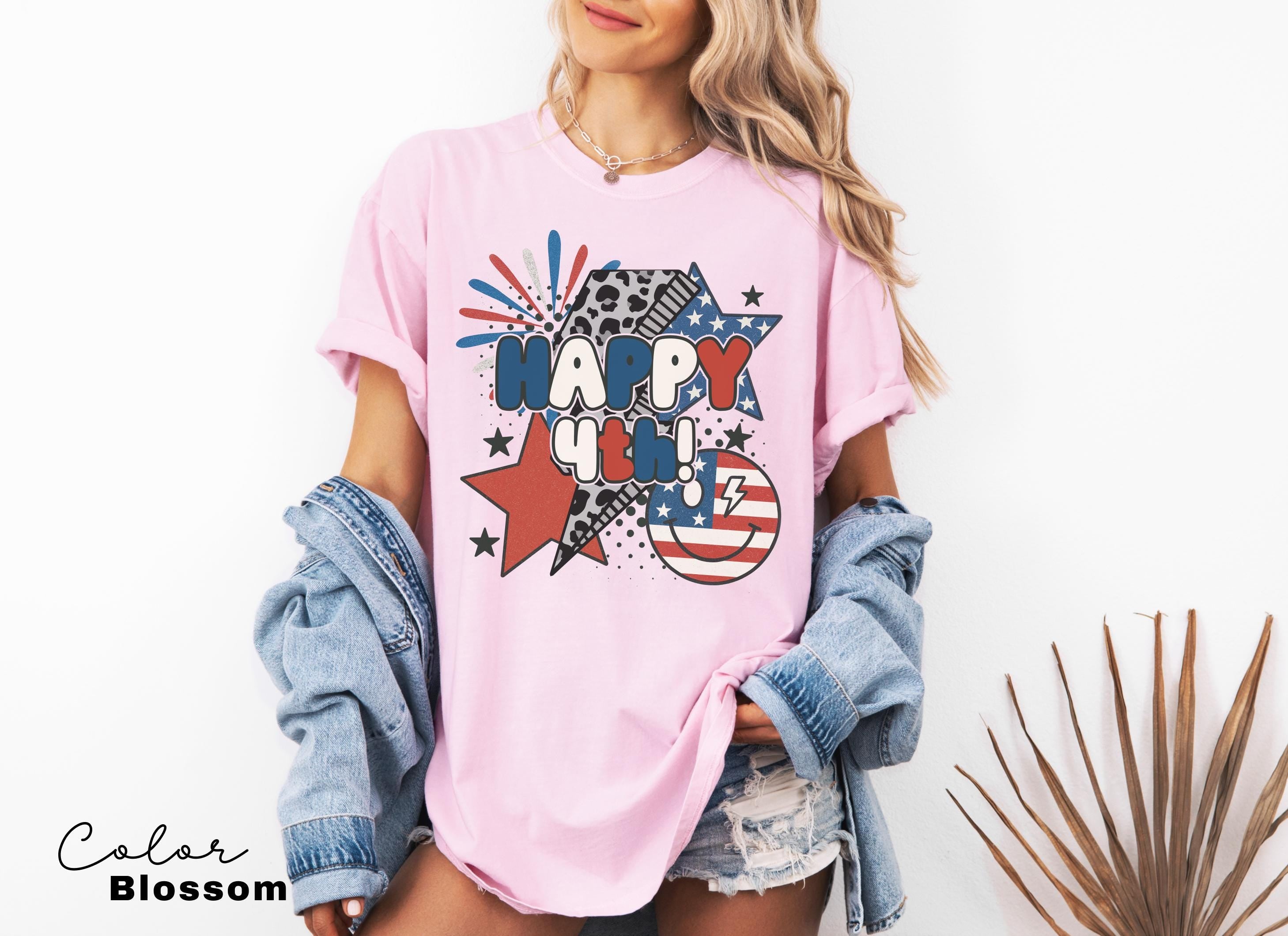 Retro USA Shirt, Happy 4th of July Shirt, Women's Patriotic Shirt, USA Tee, American Girly Shirt, Retro USA Comfort Color Shirt