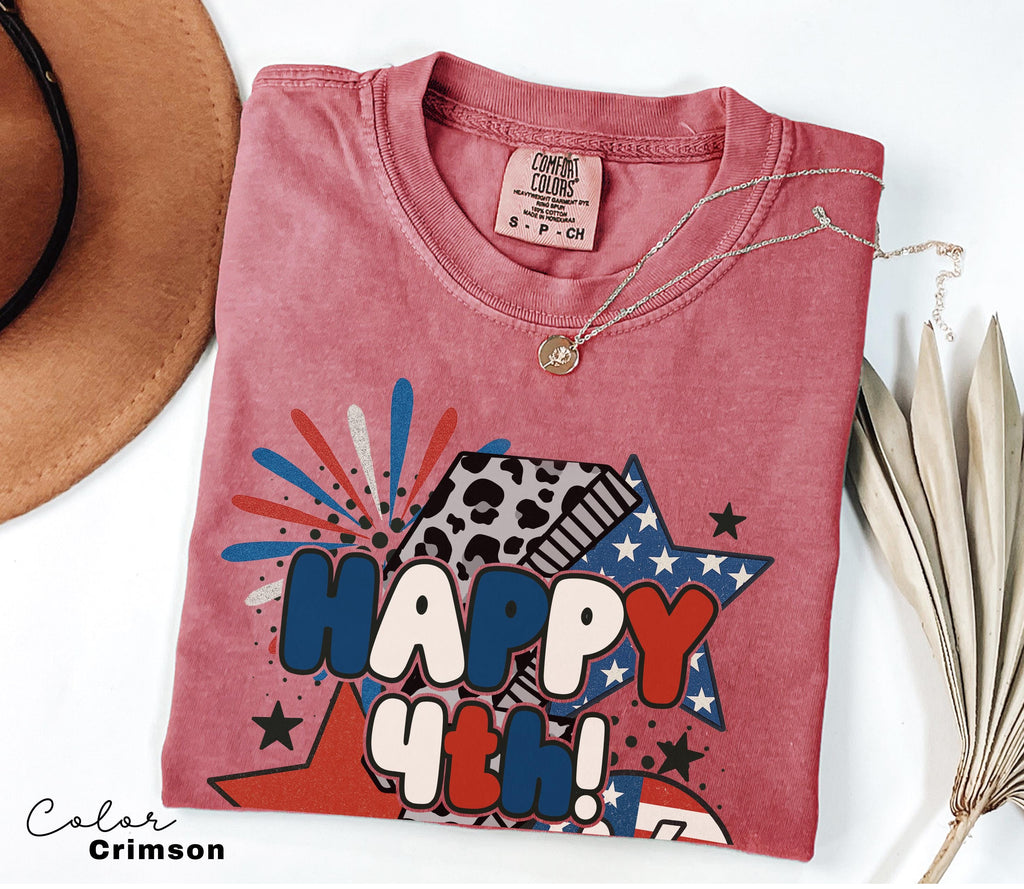 Retro USA Shirt, Happy 4th of July Shirt, Women's Patriotic Shirt, USA Tee, American Girly Shirt, Retro USA Comfort Color Shirt