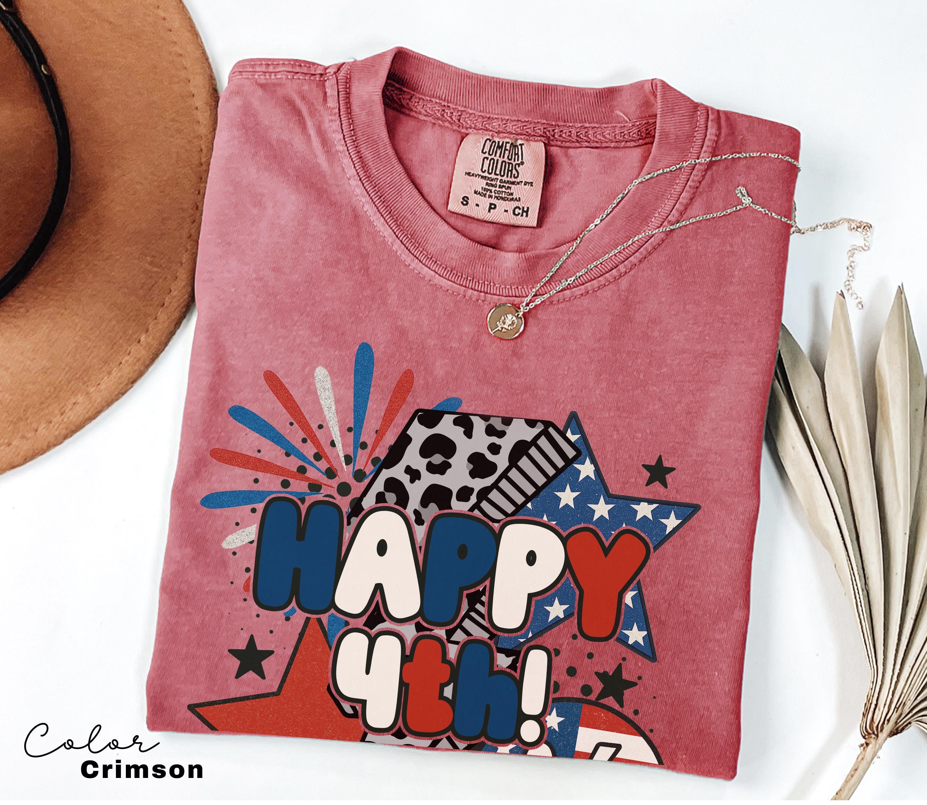 Retro USA Shirt, Happy 4th of July Shirt, Women's Patriotic Shirt, USA Tee, American Girly Shirt, Retro USA Comfort Color Shirt