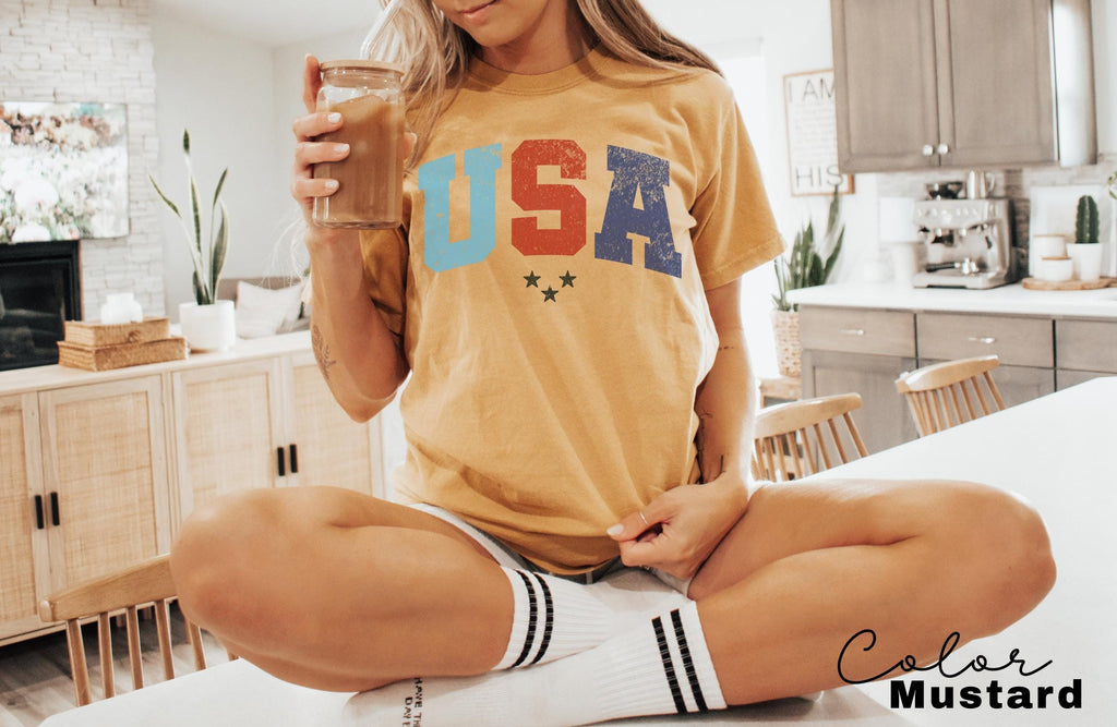 Womens USA Shirt, 4th Of July Shirt, Independence Day Shirt, Fourth Of July Tee, Memorial Day Shirt, Patriotic Shirt, Retro Patriotic Shirt,