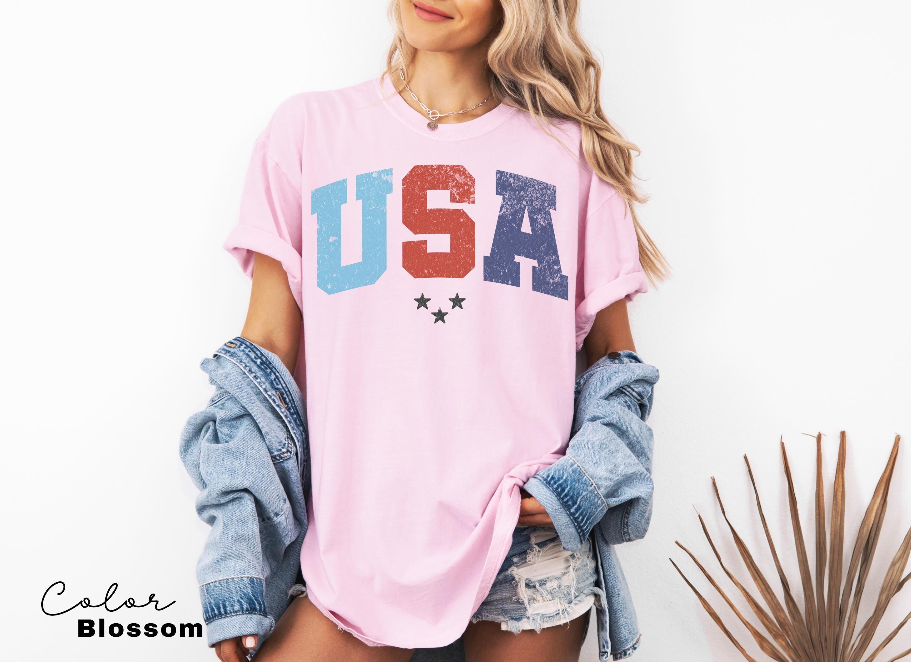 Womens USA Shirt, 4th Of July Shirt, Independence Day Shirt, Fourth Of July Tee, Memorial Day Shirt, Patriotic Shirt, Retro Patriotic Shirt,