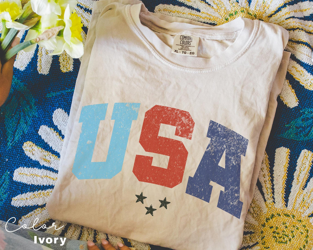 Womens USA Shirt, 4th Of July Shirt, Independence Day Shirt, Fourth Of July Tee, Memorial Day Shirt, Patriotic Shirt, Retro Patriotic Shirt,