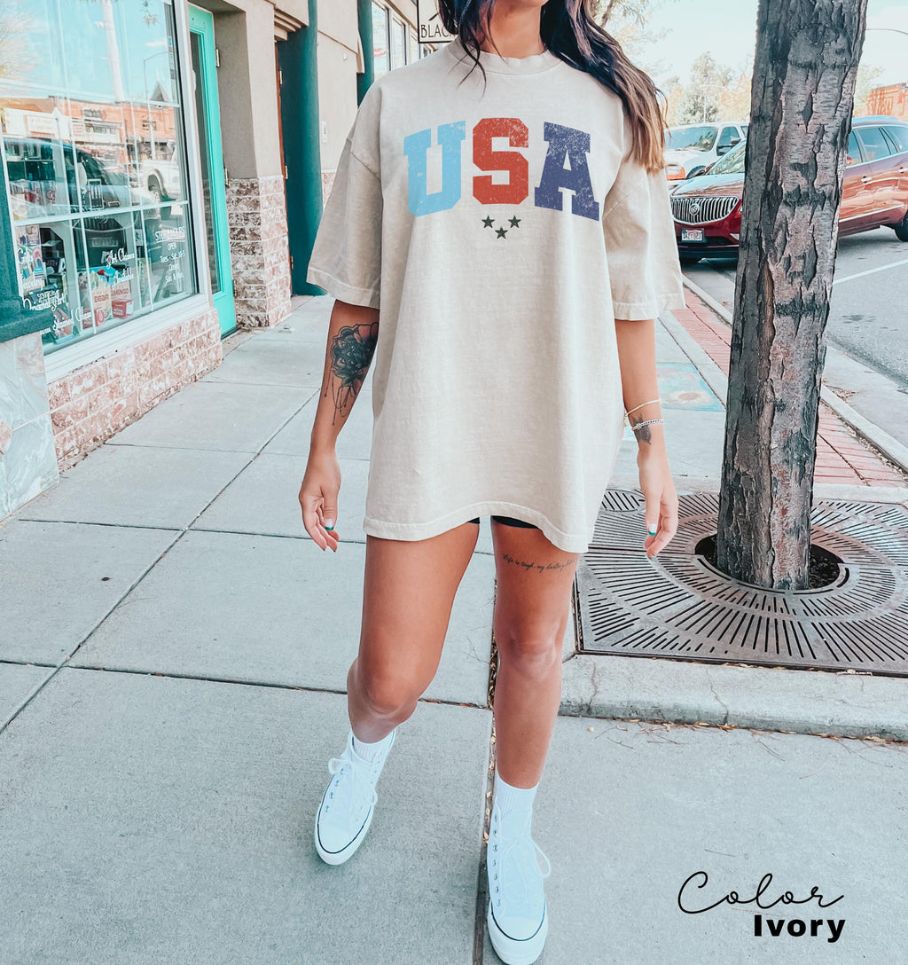 Womens USA Shirt, 4th Of July Shirt, Independence Day Shirt, Fourth Of July Tee, Memorial Day Shirt, Patriotic Shirt, Retro Patriotic Shirt,