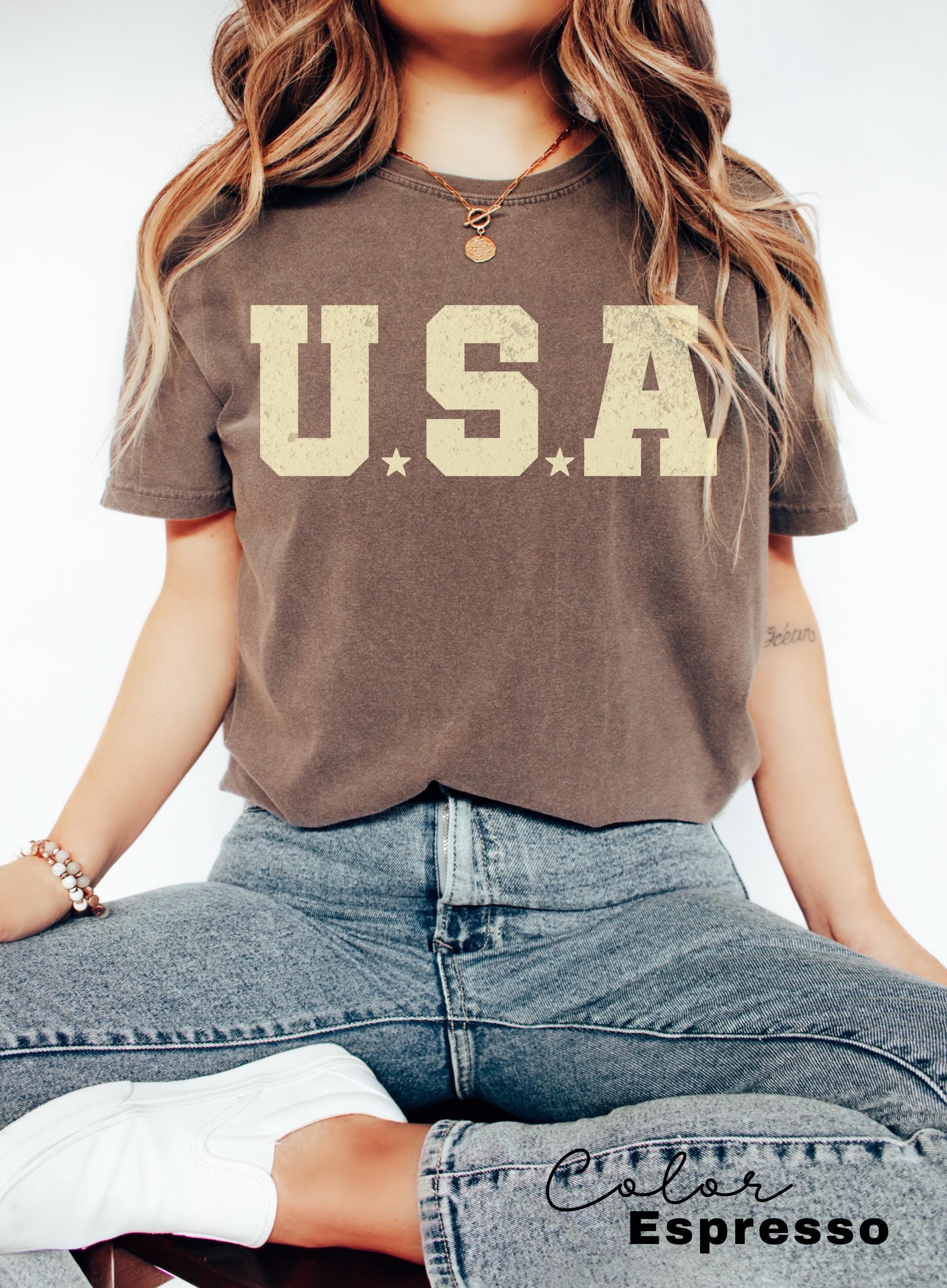Womens USA Shirt, 4th Of July Shirt, Independence Day Shirt, Fourth Of July Tee, Memorial Day Shirt, Patriotic Shirt, Retro Patriotic Shirt,