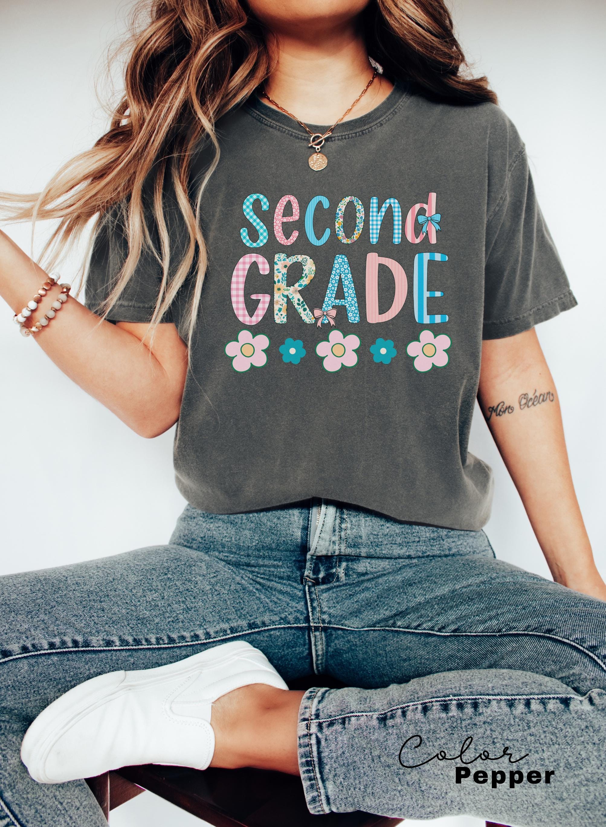Comfort Colors Second Grade Teacher Shirt, Coquette Bow 2nd Grade Teacher Shirt, Second Grade Teacher Tshirt, Elementary Teacher Shirts
