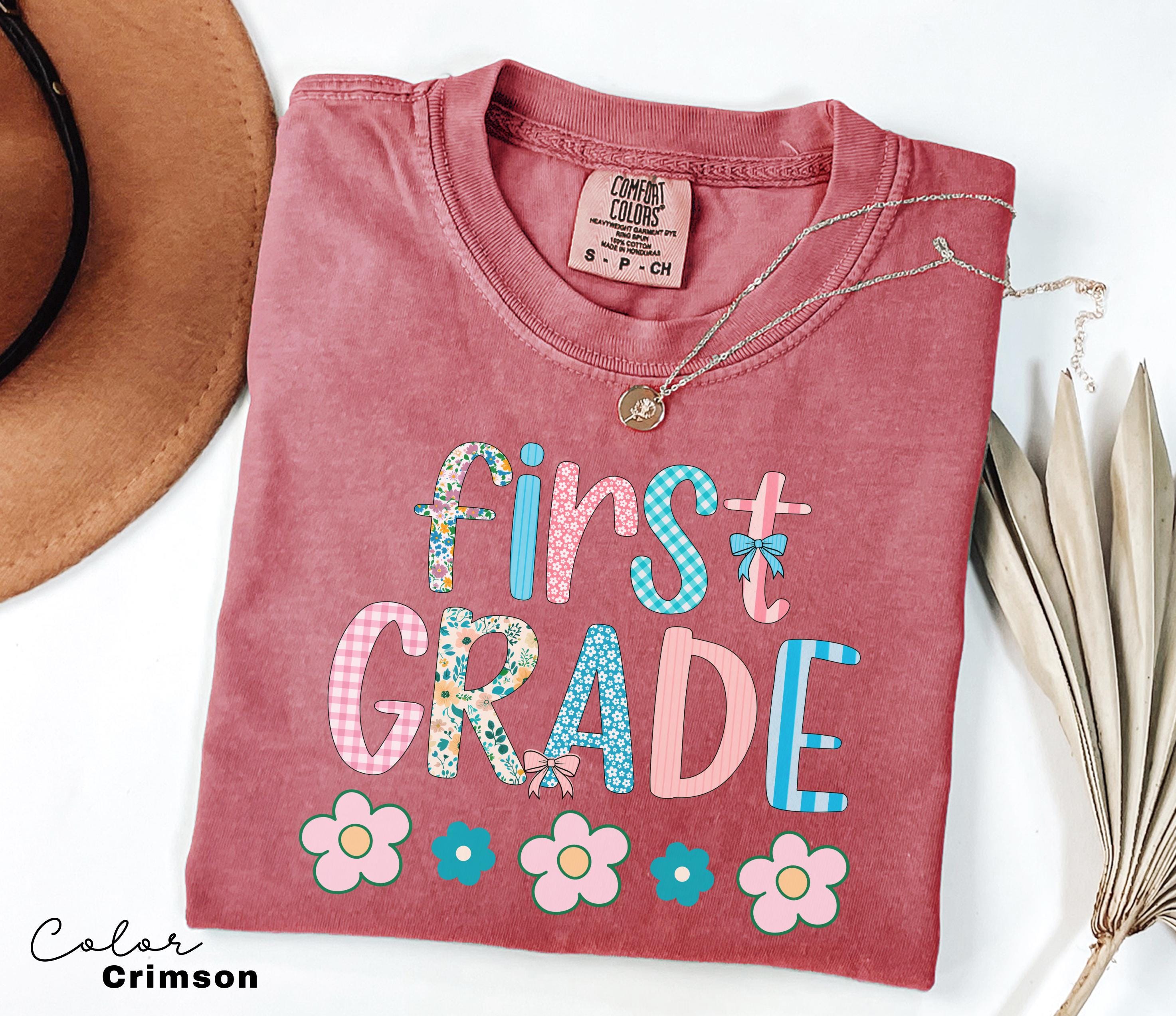 Comfort Colors First Grade Teacher Shirt, Back to School 1st Grade Tee, Teacher Appreciation Gift, Cute Elementary School T-shirt, Coquette
