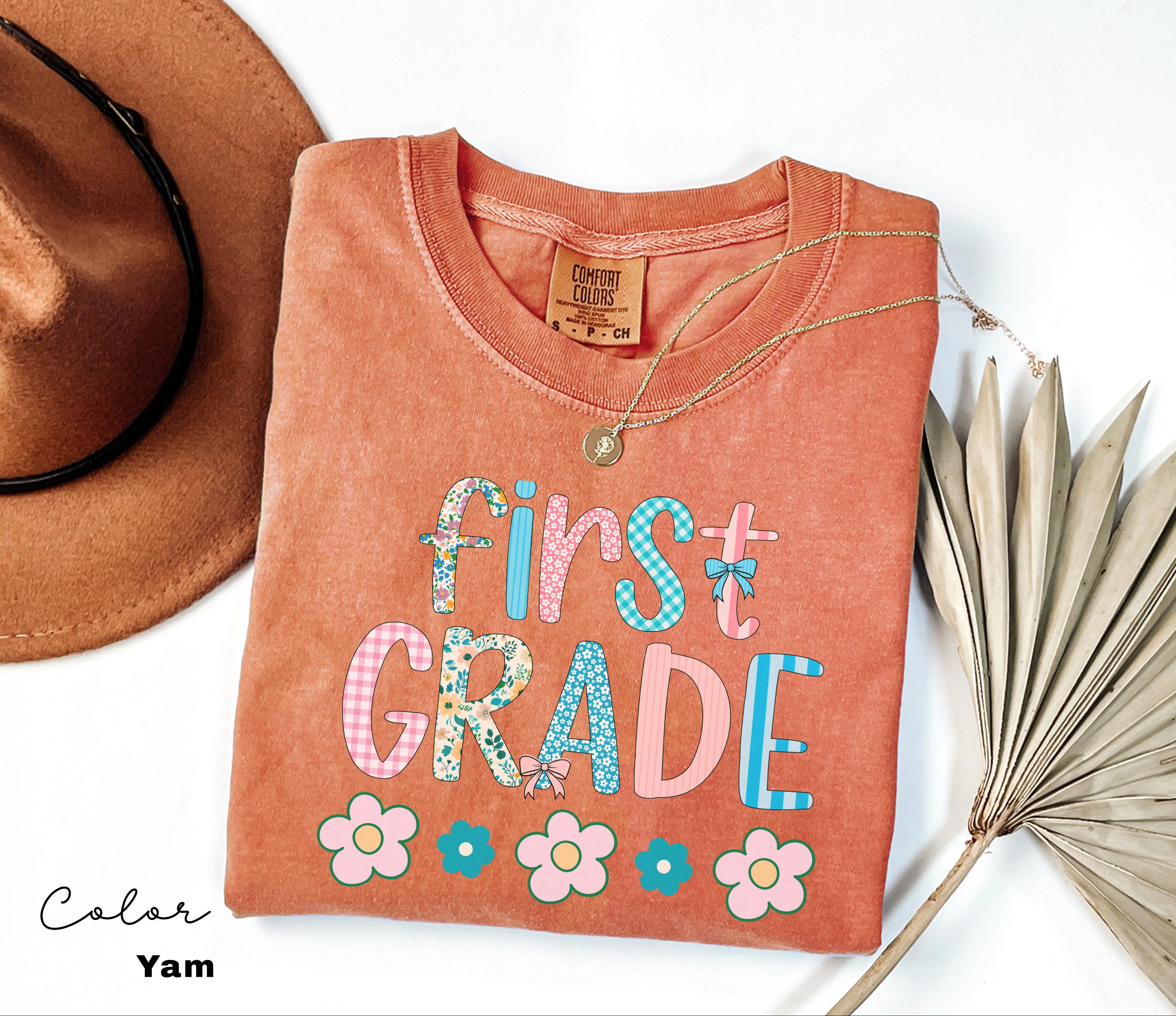 Comfort Colors First Grade Teacher Shirt, Back to School 1st Grade Tee, Teacher Appreciation Gift, Cute Elementary School T-shirt, Coquette