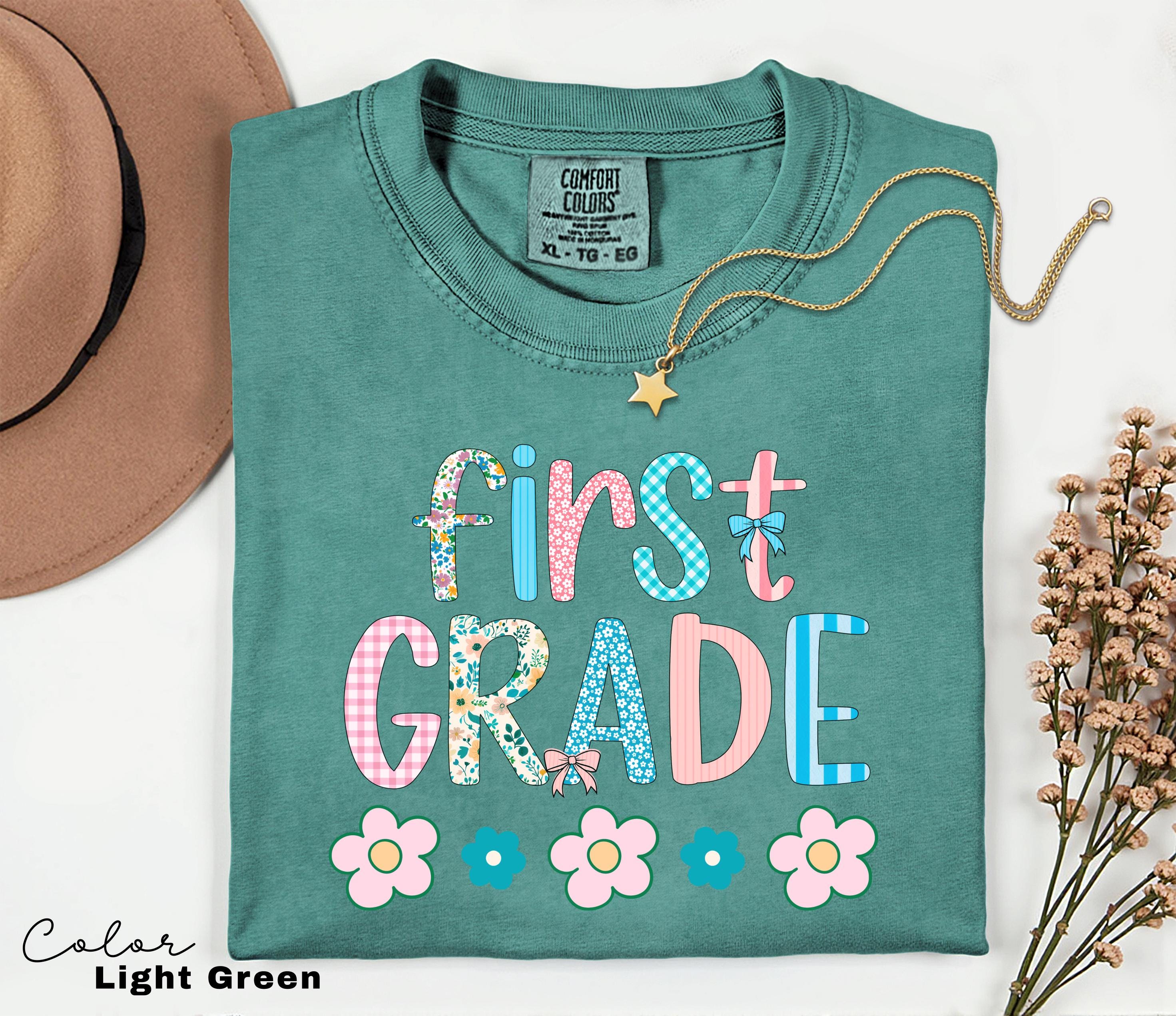 Comfort Colors First Grade Teacher Shirt, Back to School 1st Grade Tee, Teacher Appreciation Gift, Cute Elementary School T-shirt, Coquette