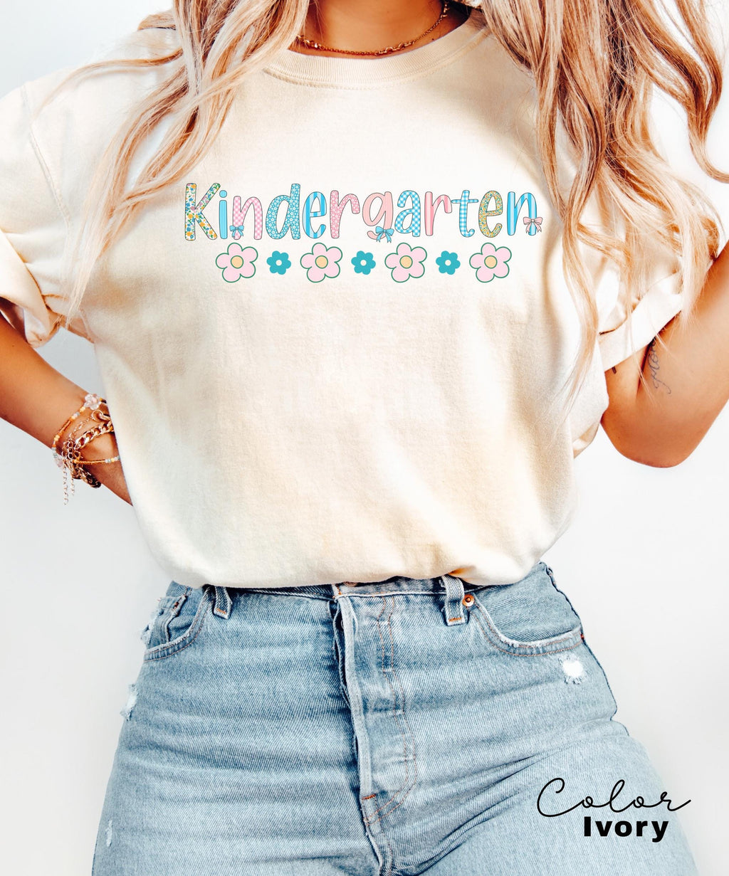 Kindergarten Teacher Shirt, Comfort Colors Kindergarten Shirt, Kinder Crew, Kinder Garten Teacher Back to School Shirts, Pre-K Teacher