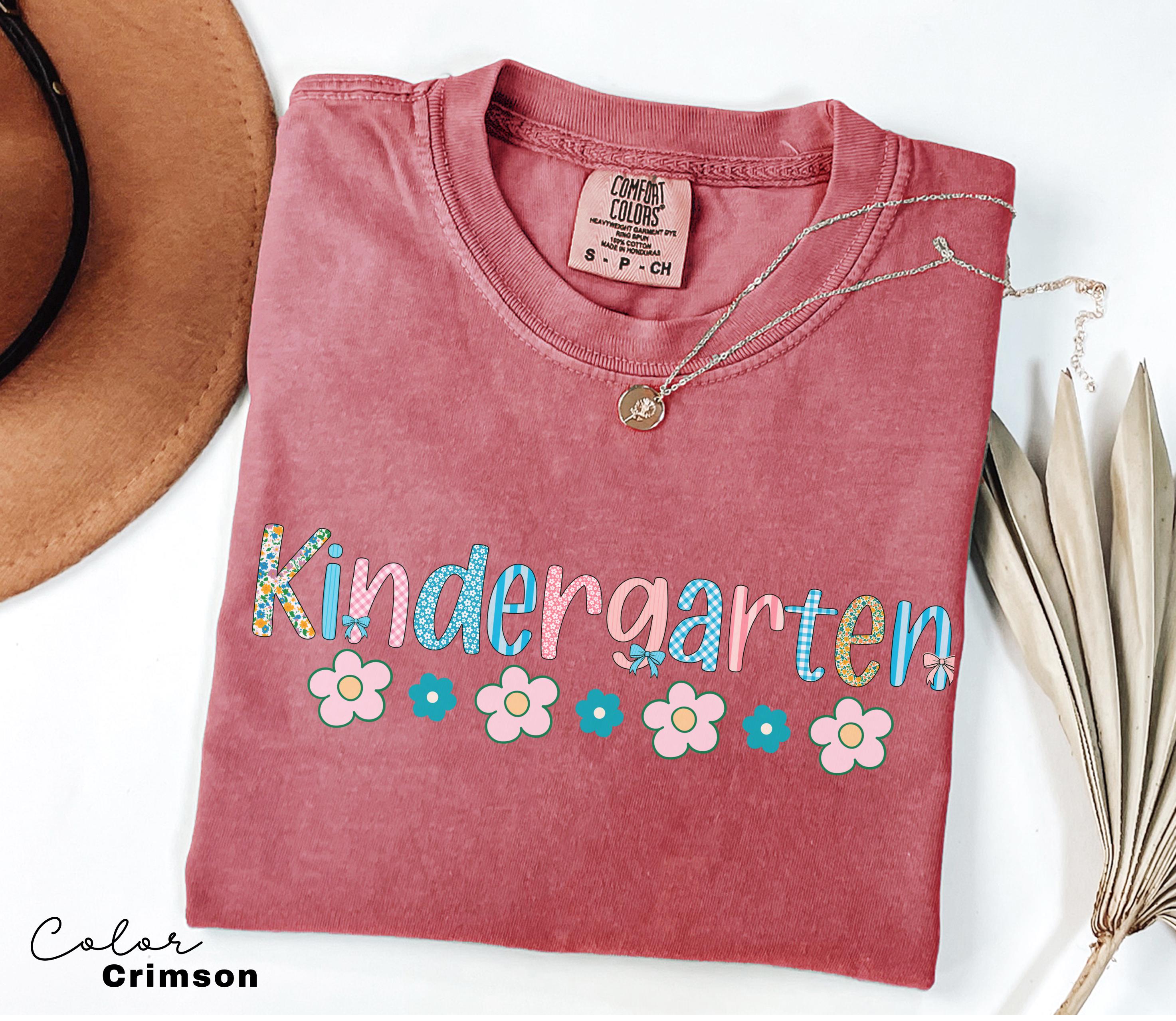 Kindergarten Teacher Shirt, Comfort Colors Kindergarten Shirt, Kinder Crew, Kinder Garten Teacher Back to School Shirts, Pre-K Teacher