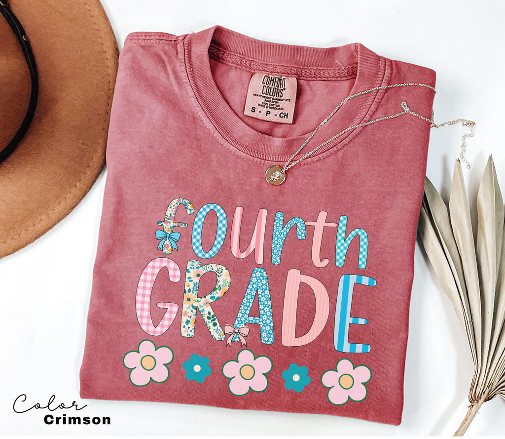 Comfort Colors Fourth Grade Teacher Shirt, Coquette 4th Grade TShirt, Fourth Grade Teacher Appreciation Gift, Elementary School Shirt