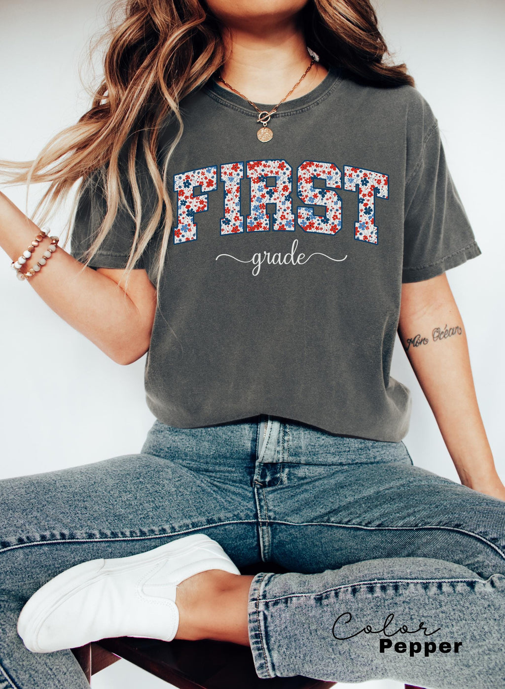 Comfort Colors First Grade Teacher Shirt, Back to School 1st Grade Tee, Teacher Appreciation Gift, Cute Elementary School T-shirt, Coquette