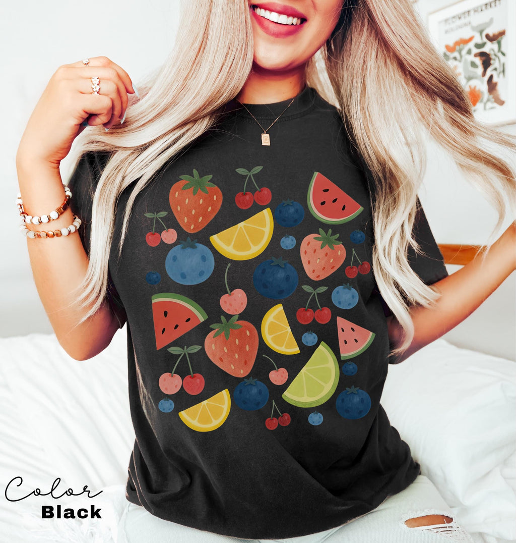 Summer Fruit Shirt, Comfort Colors Cottagecore Strawberry Shirt, Lemon t-Shirt, Summer Time Tropical Vacation, Blueberry, Watermelon