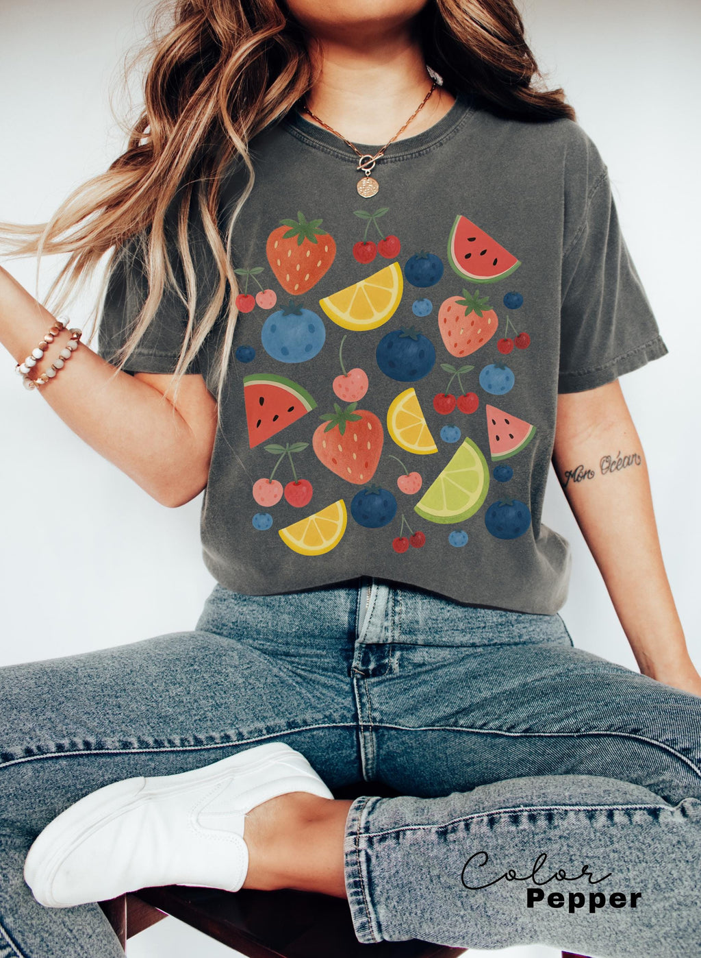 Summer Fruit Shirt, Comfort Colors Cottagecore Strawberry Shirt, Lemon t-Shirt, Summer Time Tropical Vacation, Blueberry, Watermelon