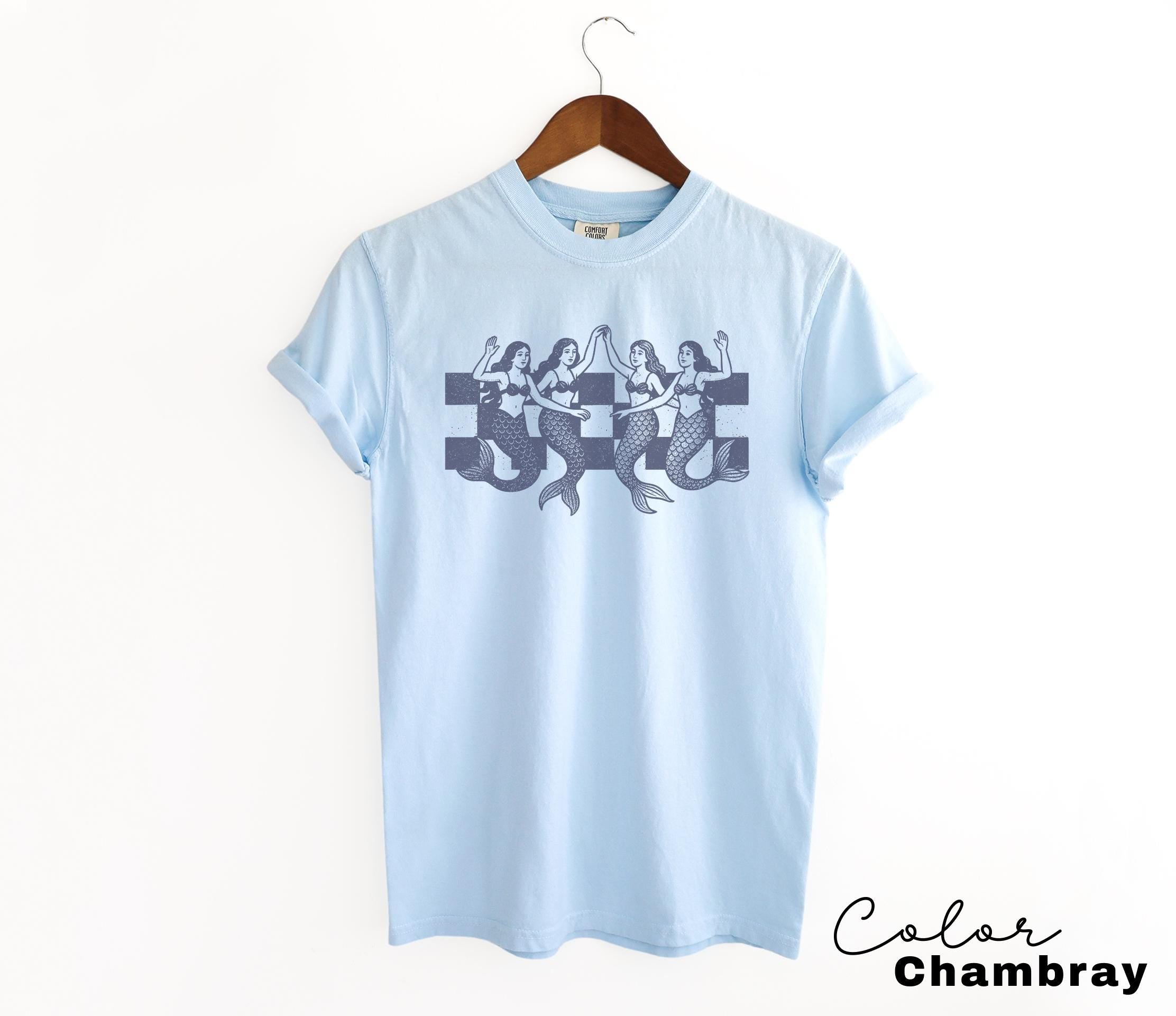 Retro Mermaid Shirt, 90s Retro tattoo Tshirt, Nautical Ocean, Amalfi Fisherman Aesthetic, Oversized Comfort Colors Shirt, Summer Beach Tee