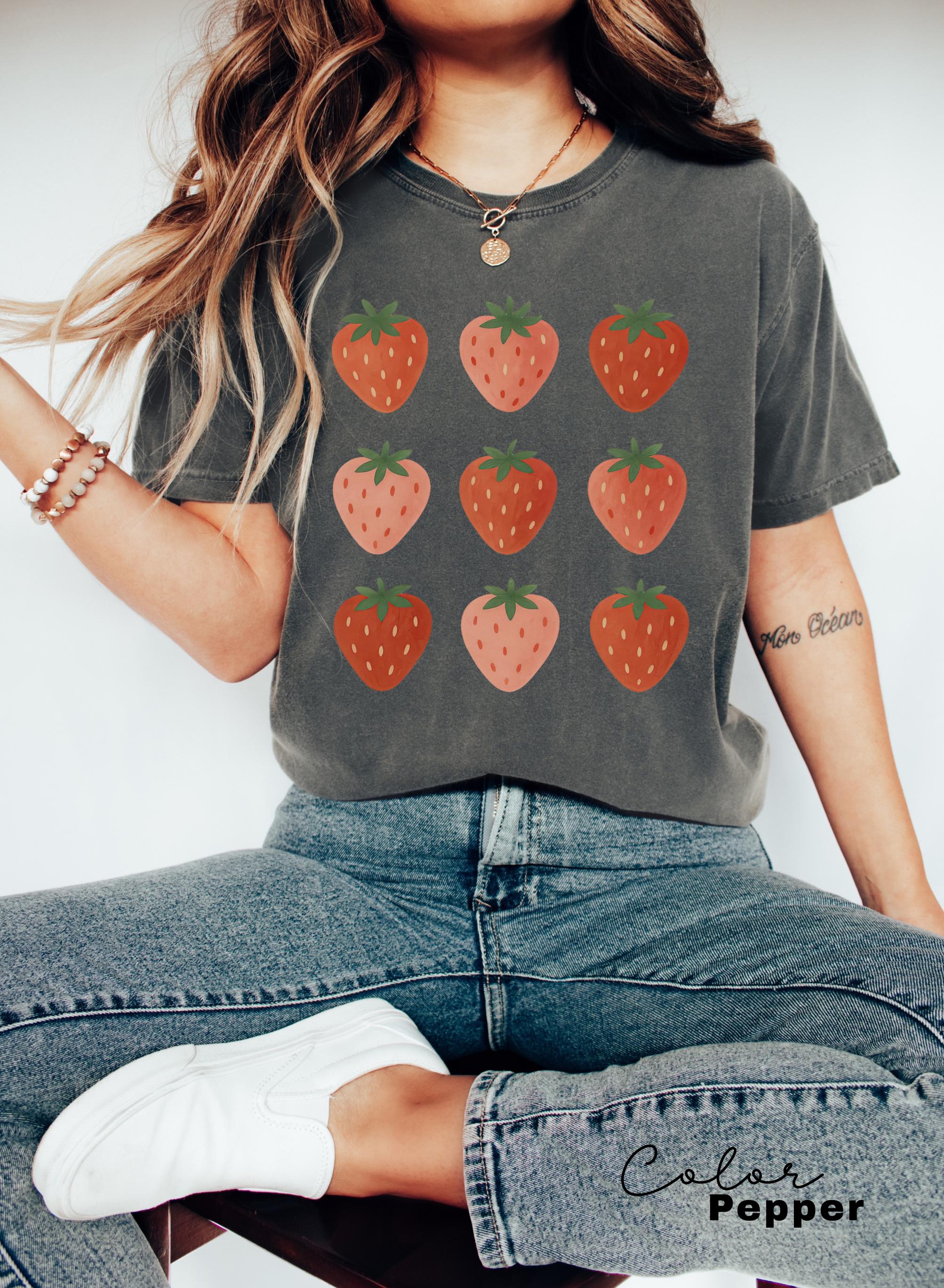 Strawberry Comfort Colors® Shirt, Summer Strawberry Tee, Strawberry Shirt For Woman,Strawberry Lover,Strawberry Festival Gift,Botanical Tee