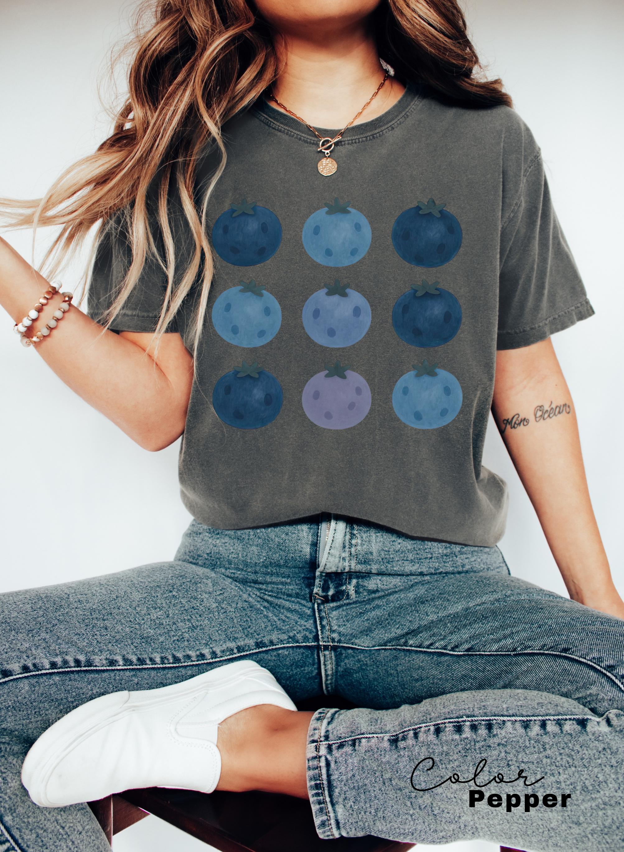 Blueberries Shirt, Comfort Colors T-shirt, Fruit Shirt, Cottagecore Fruit Shirt, Foodie Gift, Aesthetic Tee, Foodie, Plant Lover, Gardener
