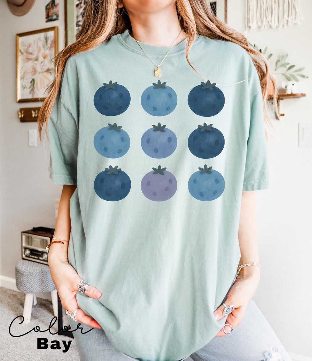 Blueberries Shirt, Comfort Colors T-shirt, Fruit Shirt, Cottagecore Fruit Shirt, Foodie Gift, Aesthetic Tee, Foodie, Plant Lover, Gardener