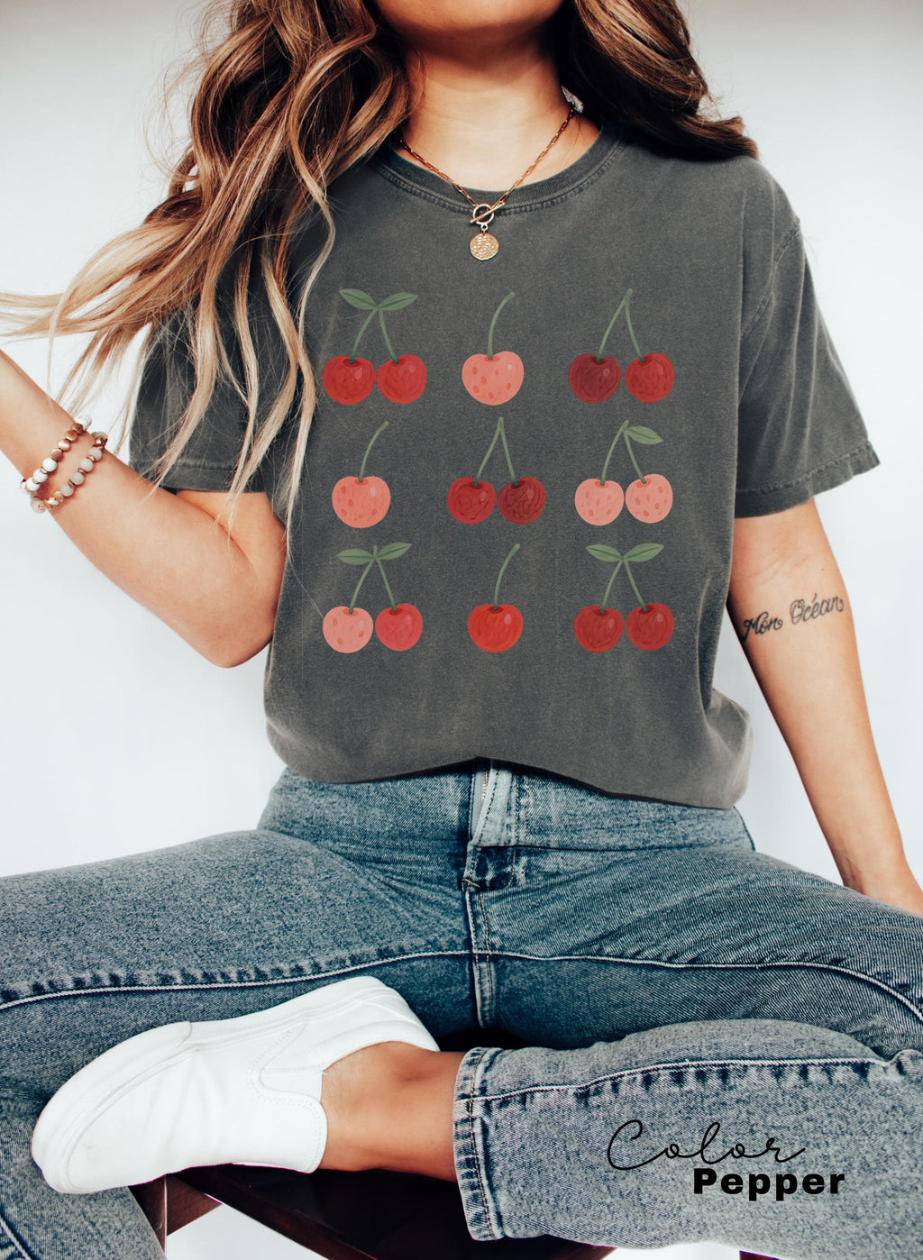 Cherry Shirt, Comfort Colors Summer Shirt, Fruit tshirt, Food lover gift, Foodie, Cherry Lover Gift, Retro Cherry, Farmers Market, Gardner