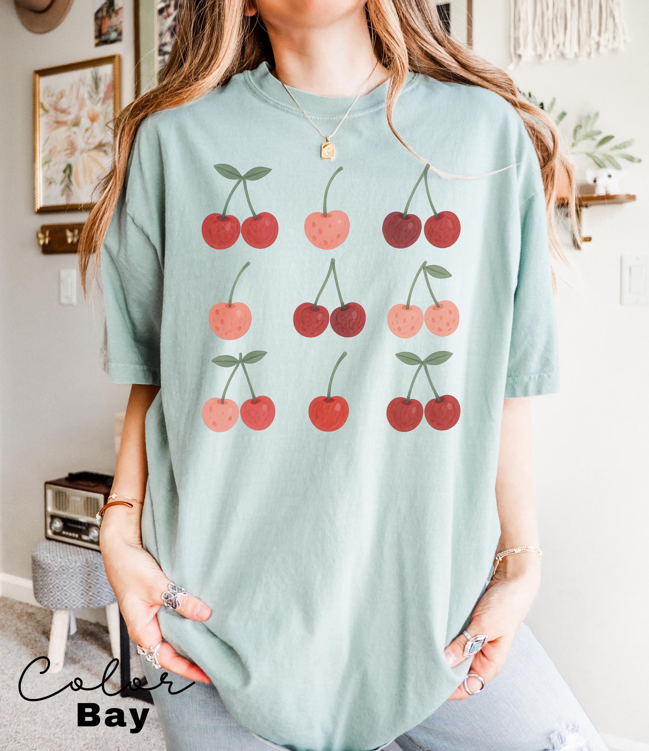 Cherry Shirt, Comfort Colors Summer Shirt, Fruit tshirt, Food lover gift, Foodie, Cherry Lover Gift, Retro Cherry, Farmers Market, Gardner