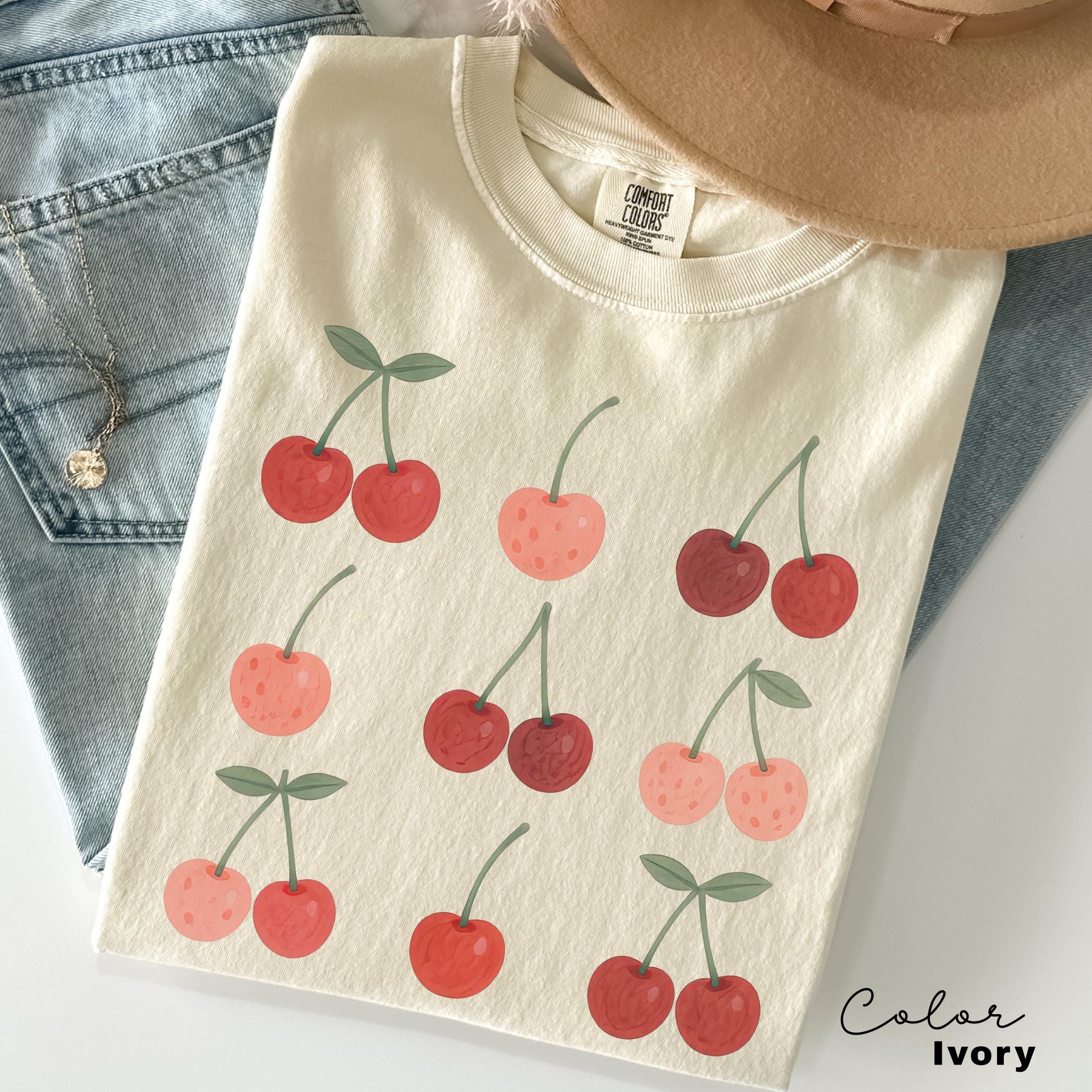 Cherry Shirt, Comfort Colors Summer Shirt, Fruit tshirt, Food lover gift, Foodie, Cherry Lover Gift, Retro Cherry, Farmers Market, Gardner