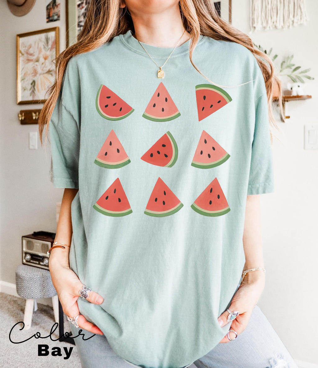 Watermelon Graphic Tee, Fruit Lover Shirt, Comfort Colors Summer T-Shirt, Gardener Gift, Foodie Shirt, Preppy Summer Tee, Girly Summer
