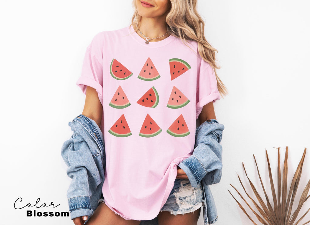 Watermelon Graphic Tee, Fruit Lover Shirt, Comfort Colors Summer T-Shirt, Gardener Gift, Foodie Shirt, Preppy Summer Tee, Girly Summer