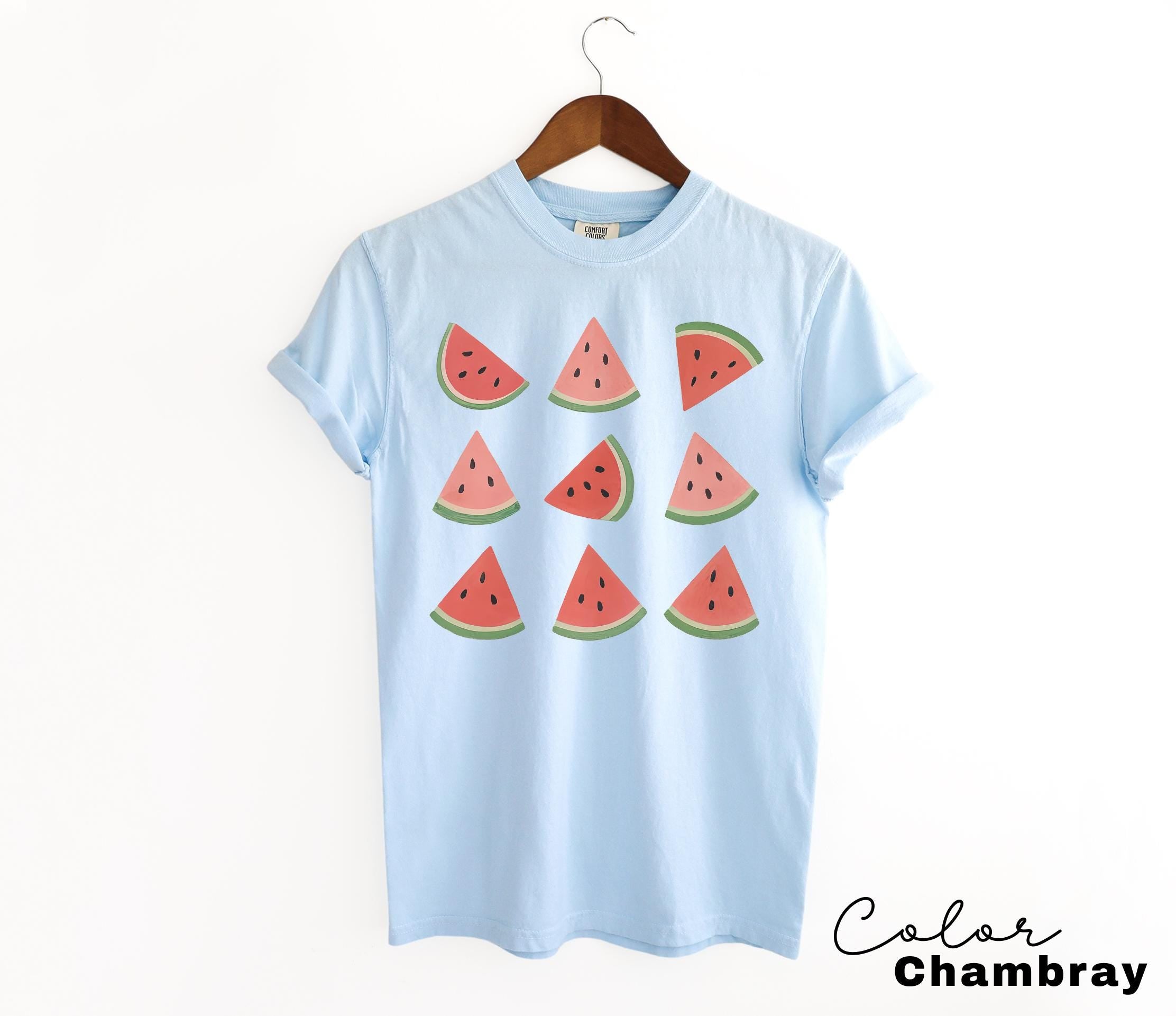 Watermelon Graphic Tee, Fruit Lover Shirt, Comfort Colors Summer T-Shirt, Gardener Gift, Foodie Shirt, Preppy Summer Tee, Girly Summer