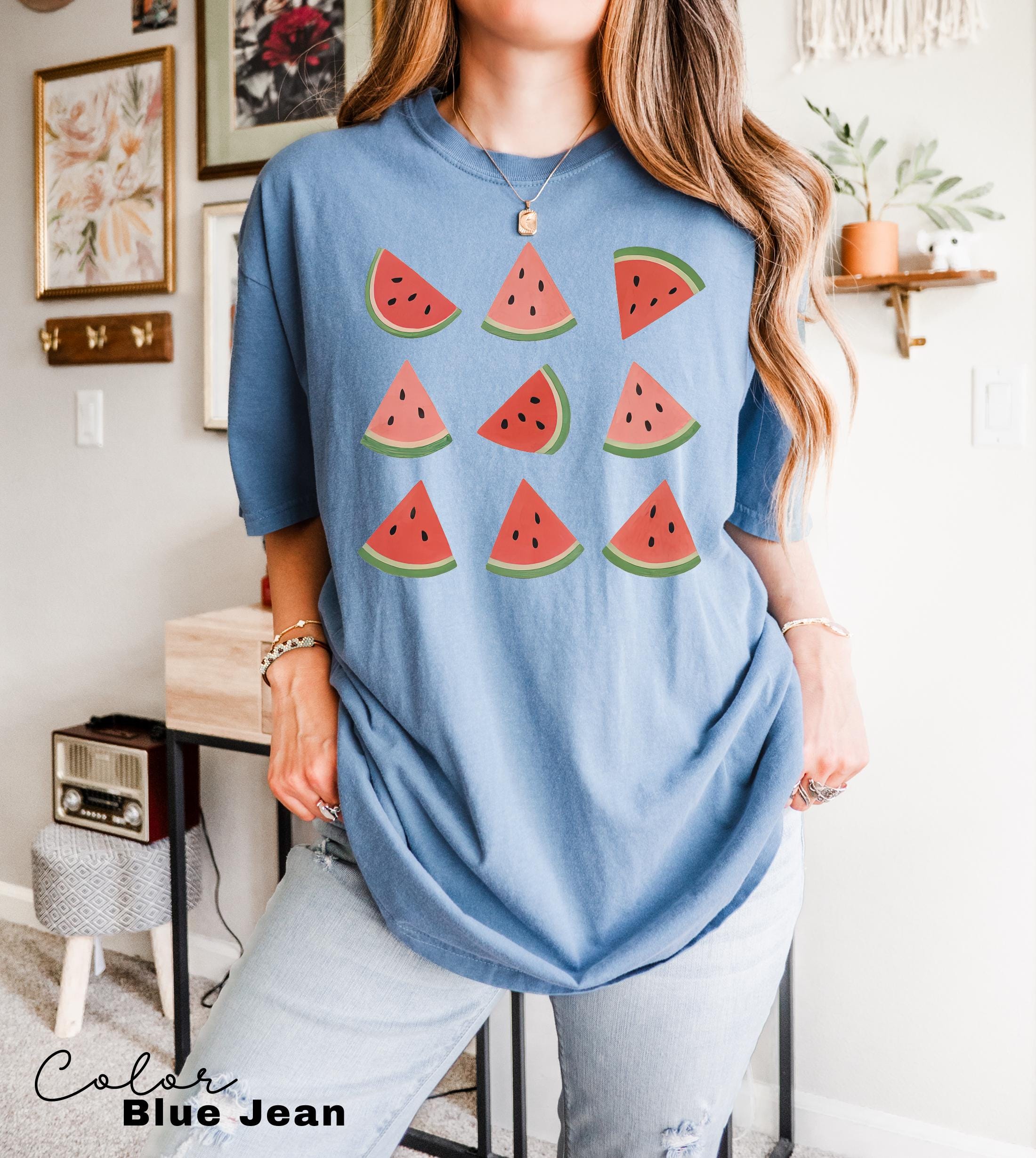 Watermelon Graphic Tee, Fruit Lover Shirt, Comfort Colors Summer T-Shirt, Gardener Gift, Foodie Shirt, Preppy Summer Tee, Girly Summer