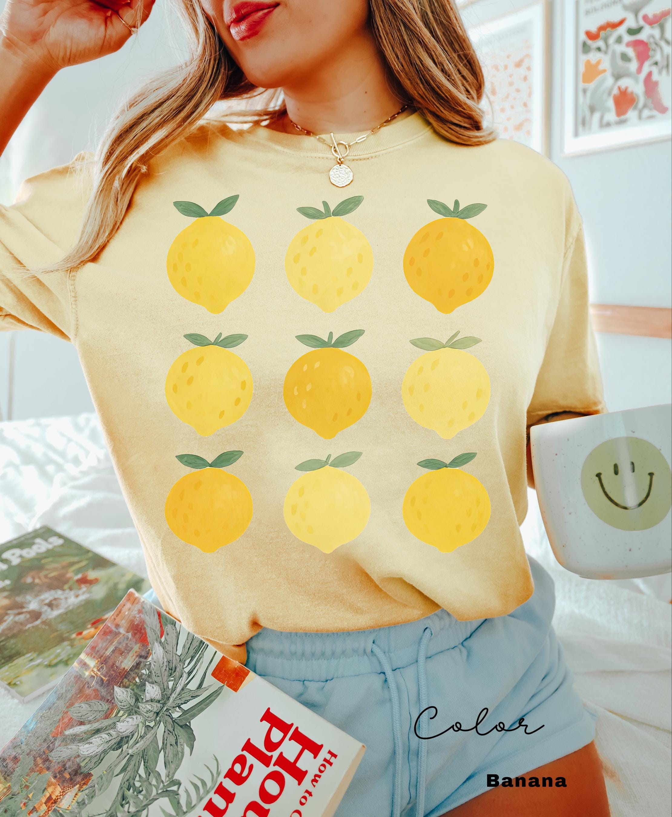 Lemon Shirt, Comfort Colors Summer, Aesthetic Summer Tee, Trendy Farmer's Market, Aesthetic Cottage Core, Gardening Gift