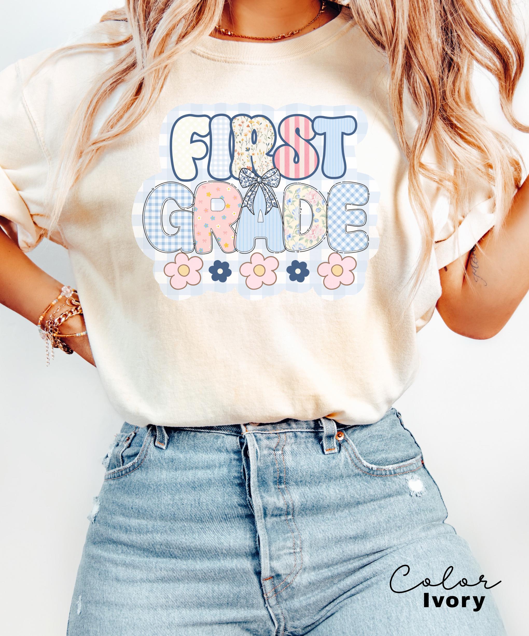 Comfort Colors First Grade Teacher Shirt, Back to School 1st Grade Tee, Teacher Appreciation Gift, Cute Elementary School T-shirt, Coquette