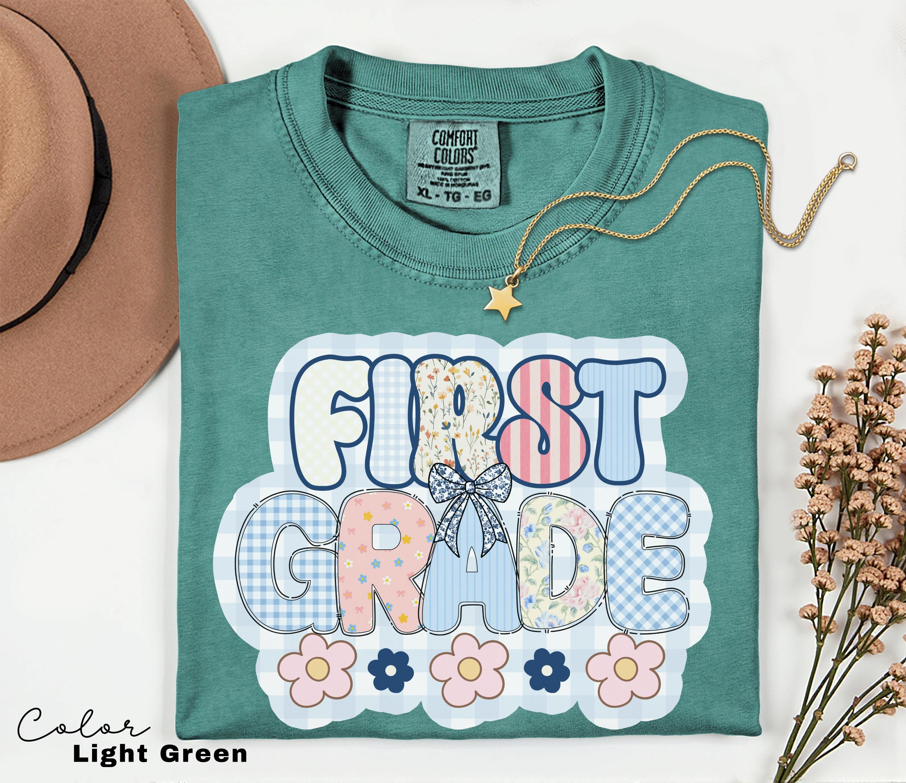 Comfort Colors First Grade Teacher Shirt, Back to School 1st Grade Tee, Teacher Appreciation Gift, Cute Elementary School T-shirt, Coquette