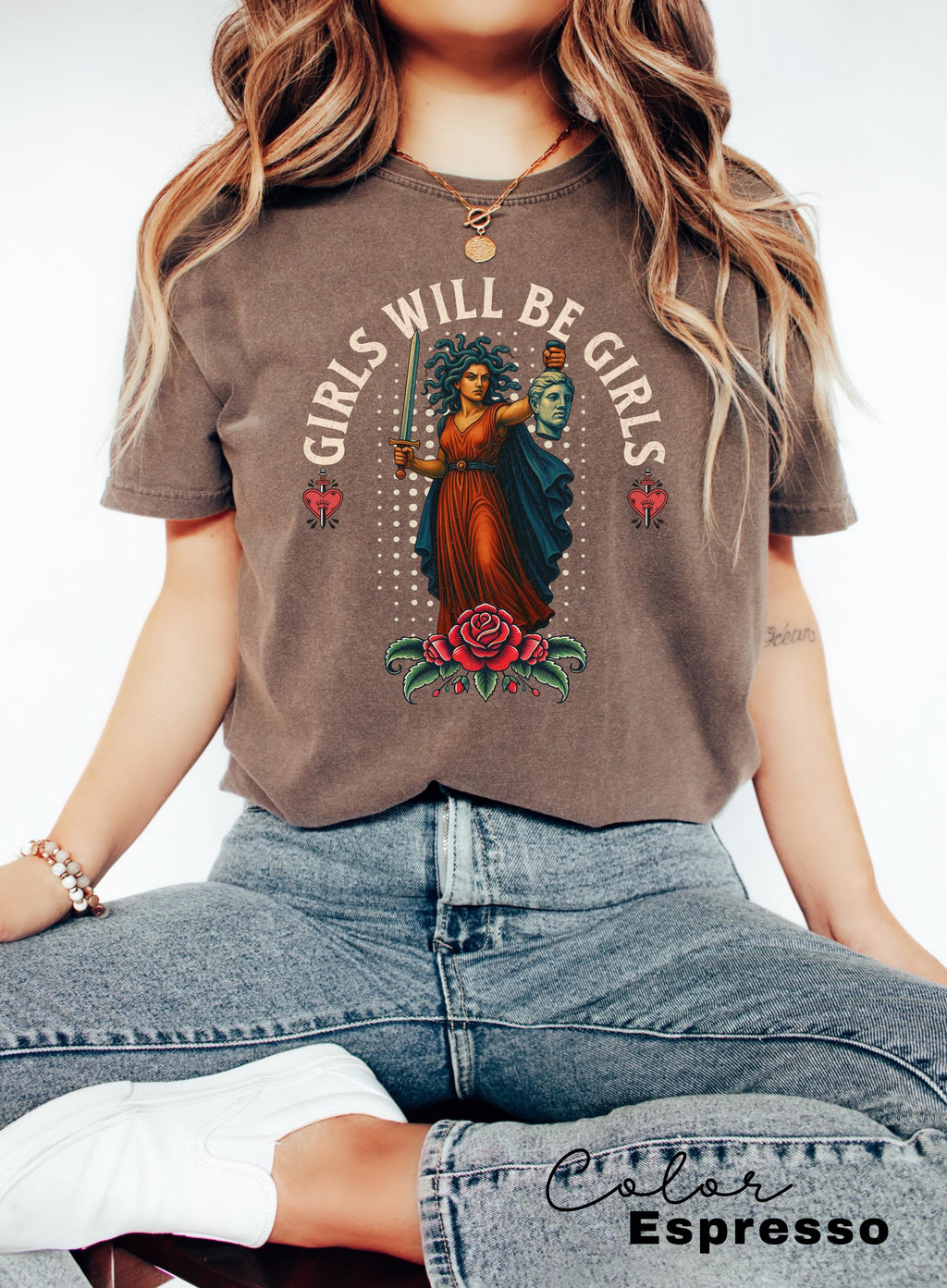 Girls Will Be Girls Shirt, Medusa with the Head of Perseus Tee, Feminist Shirt, Women's Empowerment Shirt, Feminism Shirt, Gift for Her