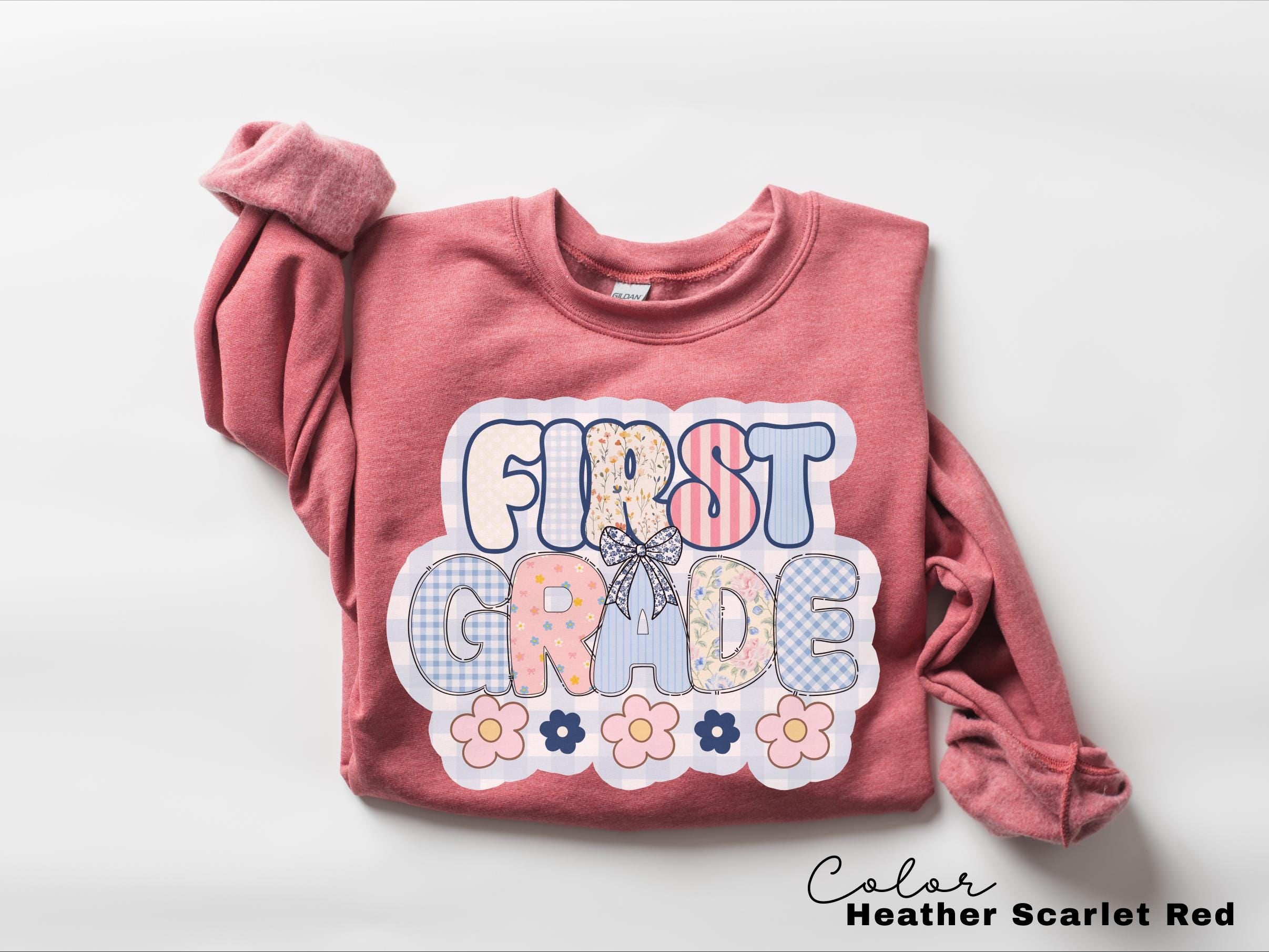 First Grade Teacher Sweatshirt, Back to School 1st Grade , Teacher Appreciation Gift, Cute Elementary School Crewneck, Crew Squad, Coquette