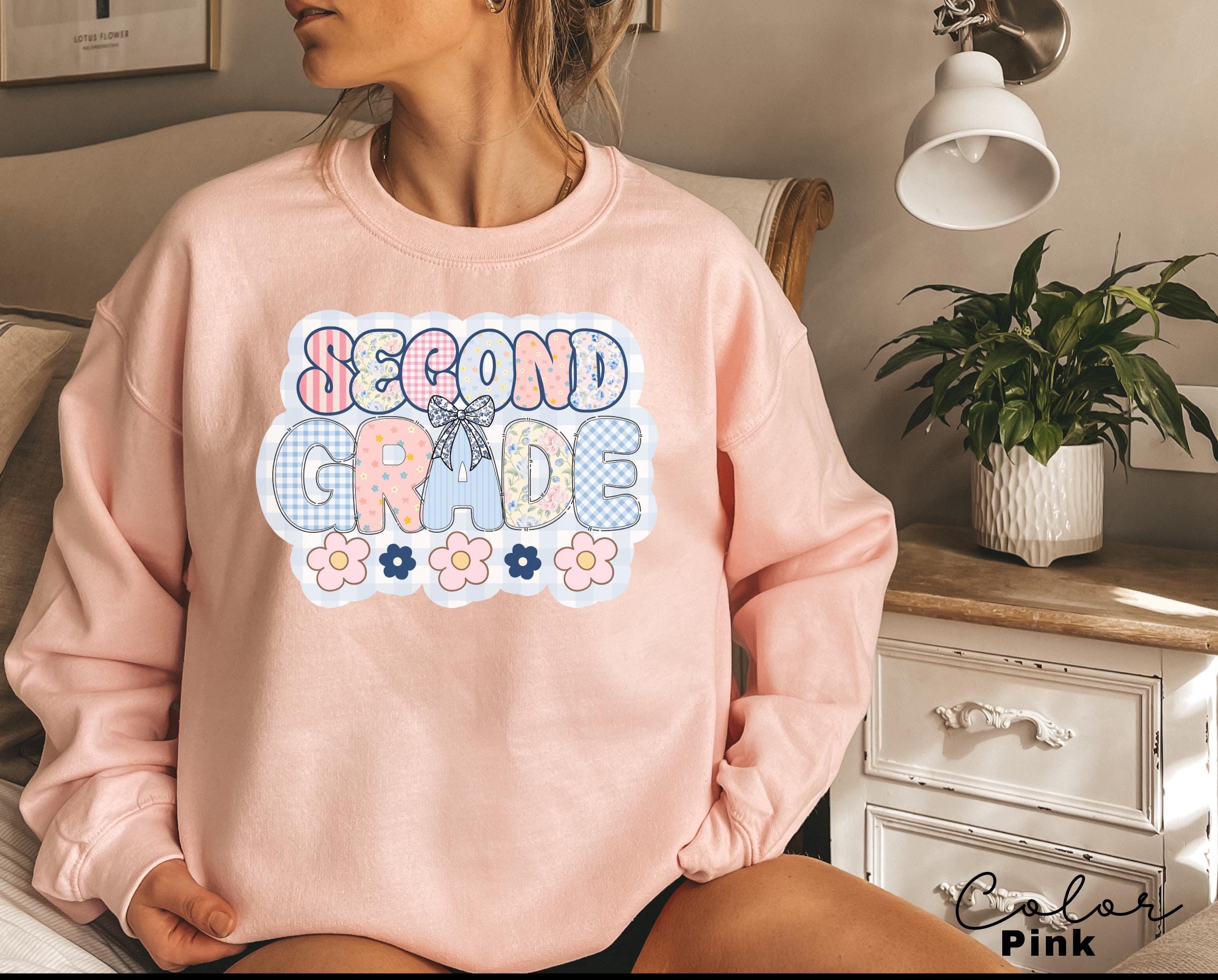 Second Grade Teacher Sweatshirt, Back to School 2nd Grade , Teacher Appreciation Gift, Cute Elementary School Crewneck, Crew Squad, Coquette