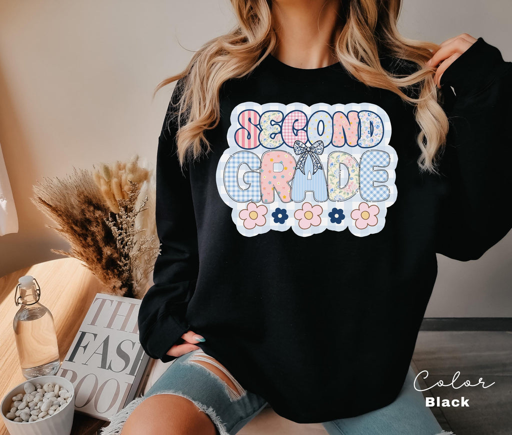 Second Grade Teacher Sweatshirt, Back to School 2nd Grade , Teacher Appreciation Gift, Cute Elementary School Crewneck, Crew Squad, Coquette