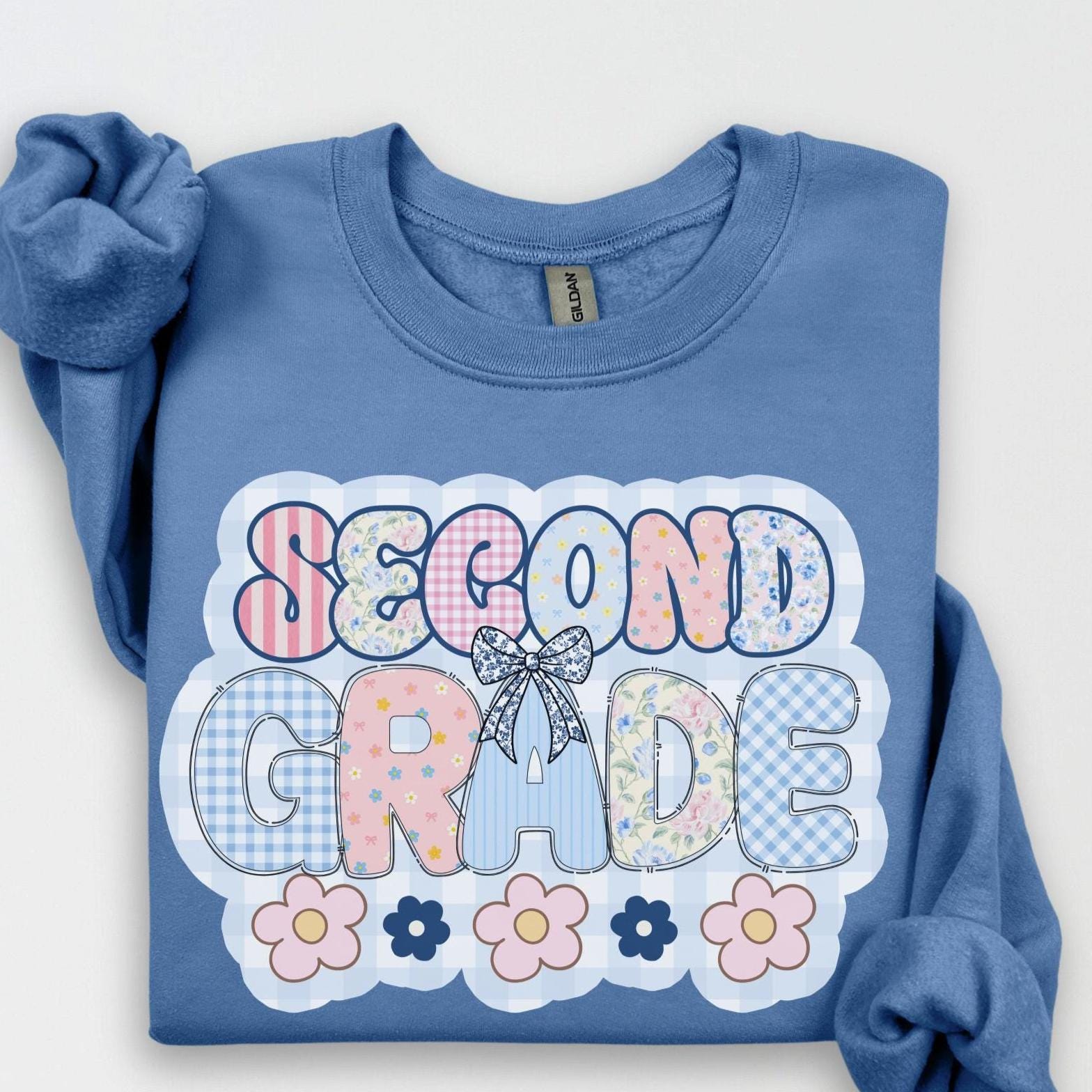Second Grade Teacher Sweatshirt, Back to School 2nd Grade , Teacher Appreciation Gift, Cute Elementary School Crewneck, Crew Squad, Coquette