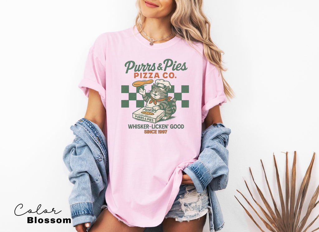 Retro Cat Shirt, Cats 90s Vintage Style Tshirt, Funny Cat Pizza Shirt, Cat Lovers Gift, Cute Cat Shirts,Kitten T-Shirt, Gift for Her,