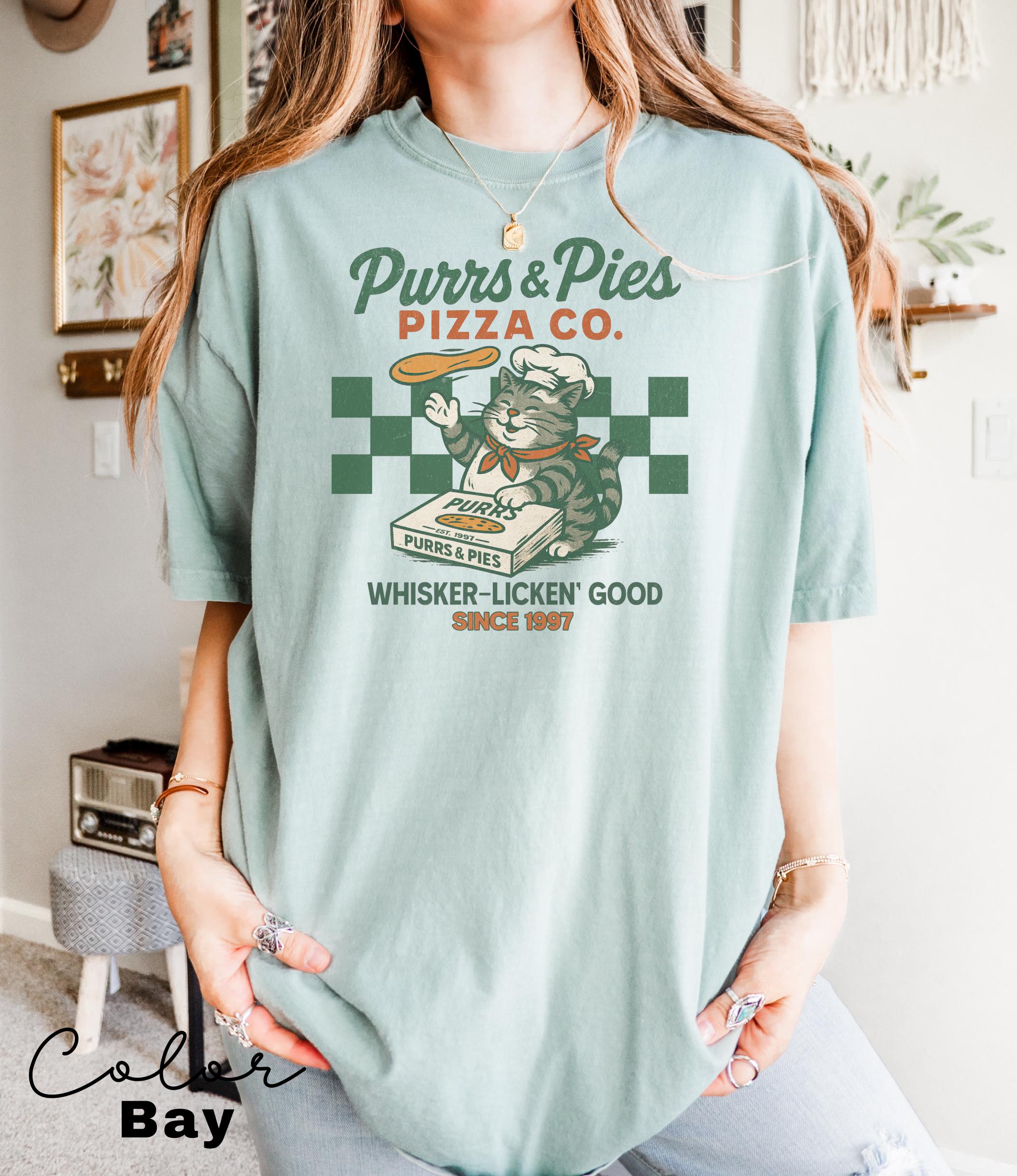 Retro Cat Shirt, Cats 90s Vintage Style Tshirt, Funny Cat Pizza Shirt, Cat Lovers Gift, Cute Cat Shirts,Kitten T-Shirt, Gift for Her,
