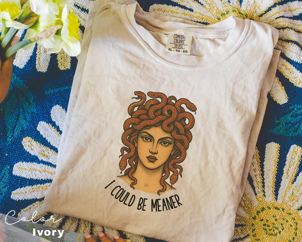 I Could Be Meaner Shirt, Medusa Funny Humor Shirt, Sarcastic Shirt, Feminist Shirt, Women's Empowerment Shirt, Comfort Colors, Retro T-shirt