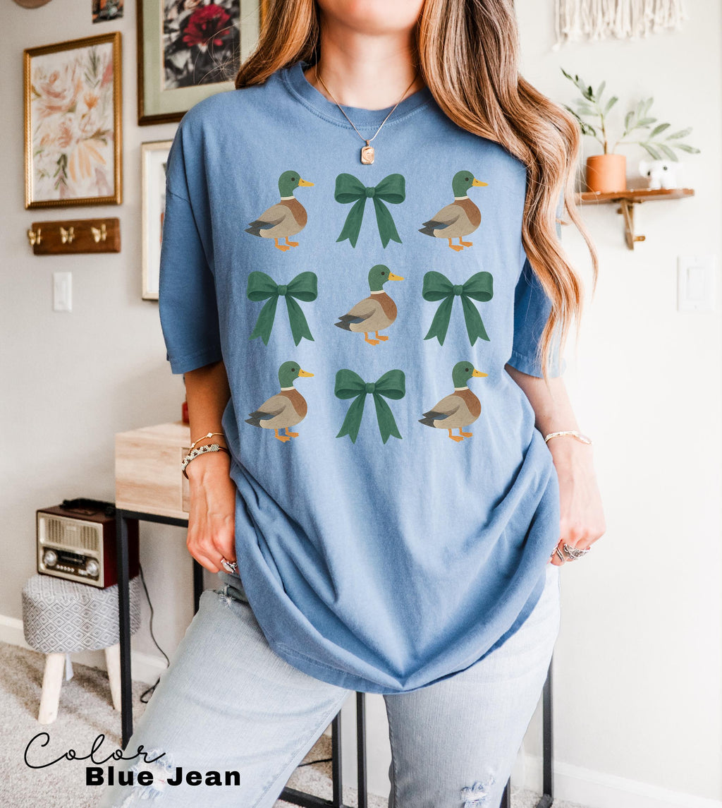 Coquette Duck Shirt, Mallard Duck Bow Shirt, Comfort Colors Tee, Cottagecore Duck Shirt, Goose T-shirt, Farmgirl Shirt, Bow T-shirt,